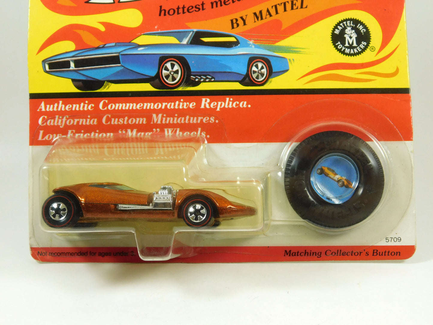 Hot Wheels 25th Anniversary Orange/Copper Twin Mill with Collector's Button