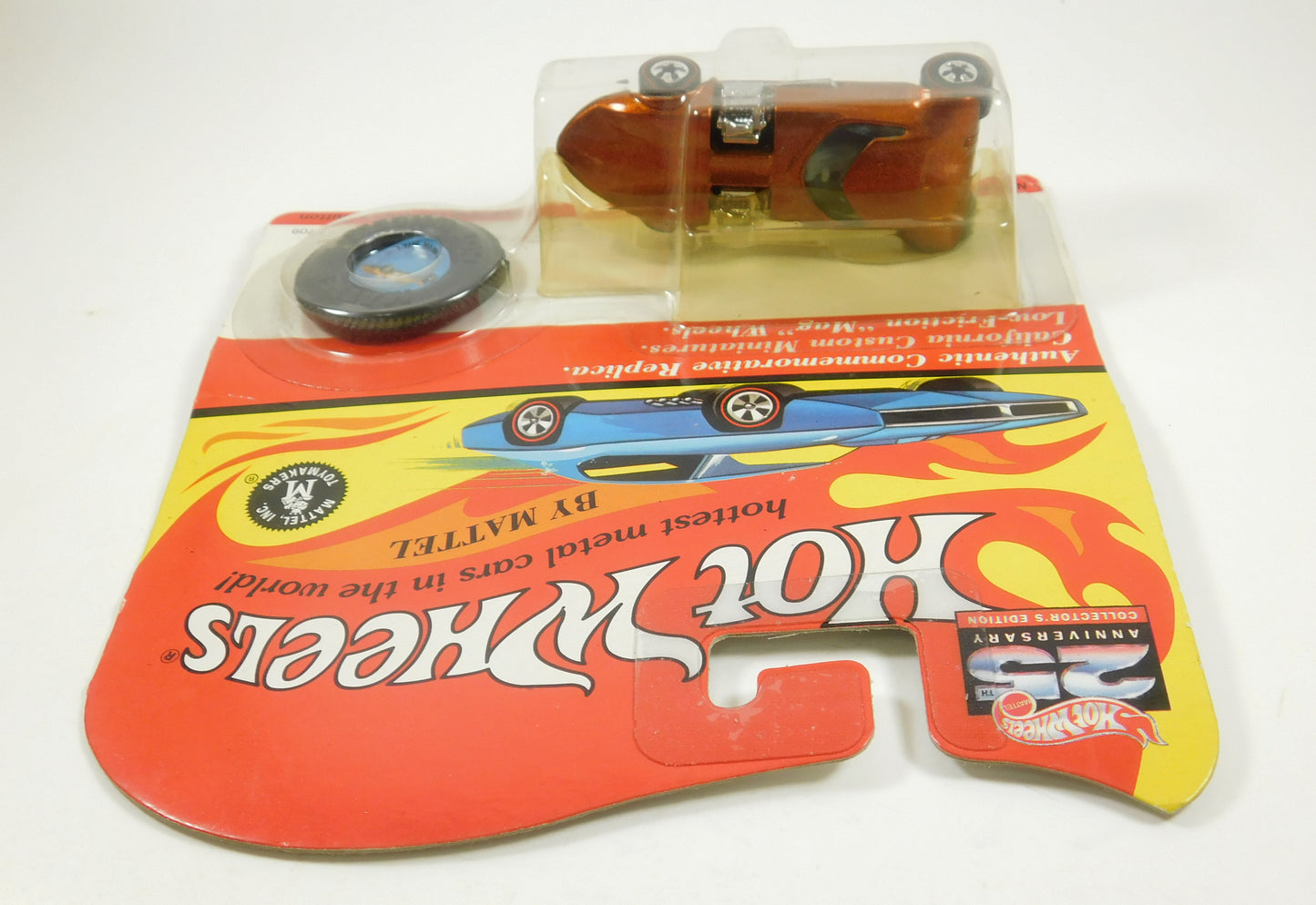 Hot Wheels 25th Anniversary Orange/Copper Twin Mill with Collector's Button