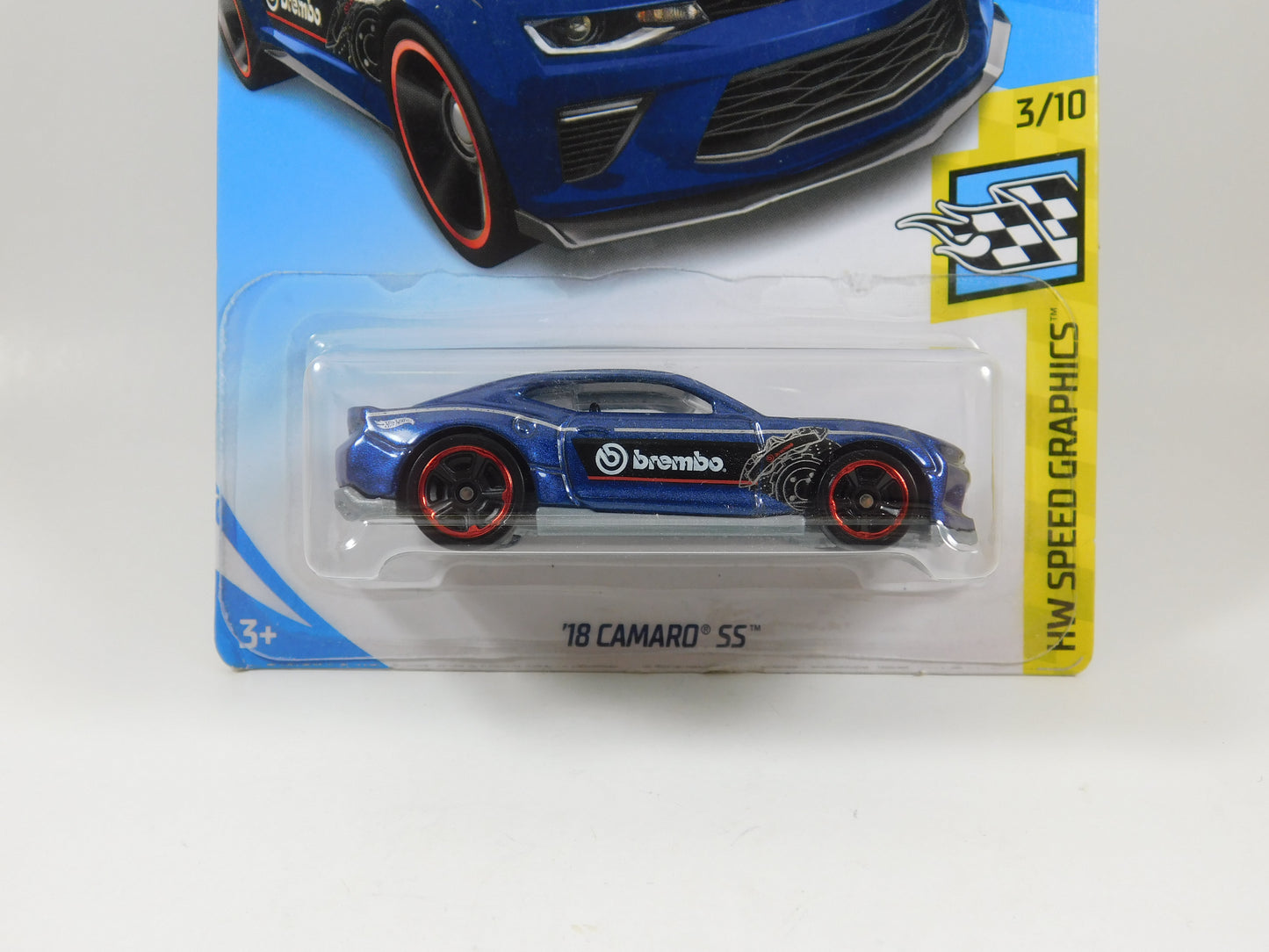 Hot Wheels Blue '18 Camaro SS HW Speed Graphics 3/10 Brembo