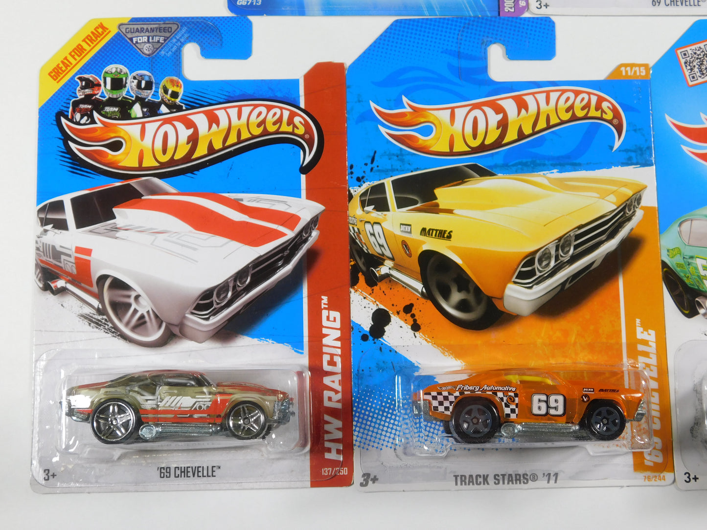 5 Hot Wheels 69 Chevelle Racers Cars Color Variants