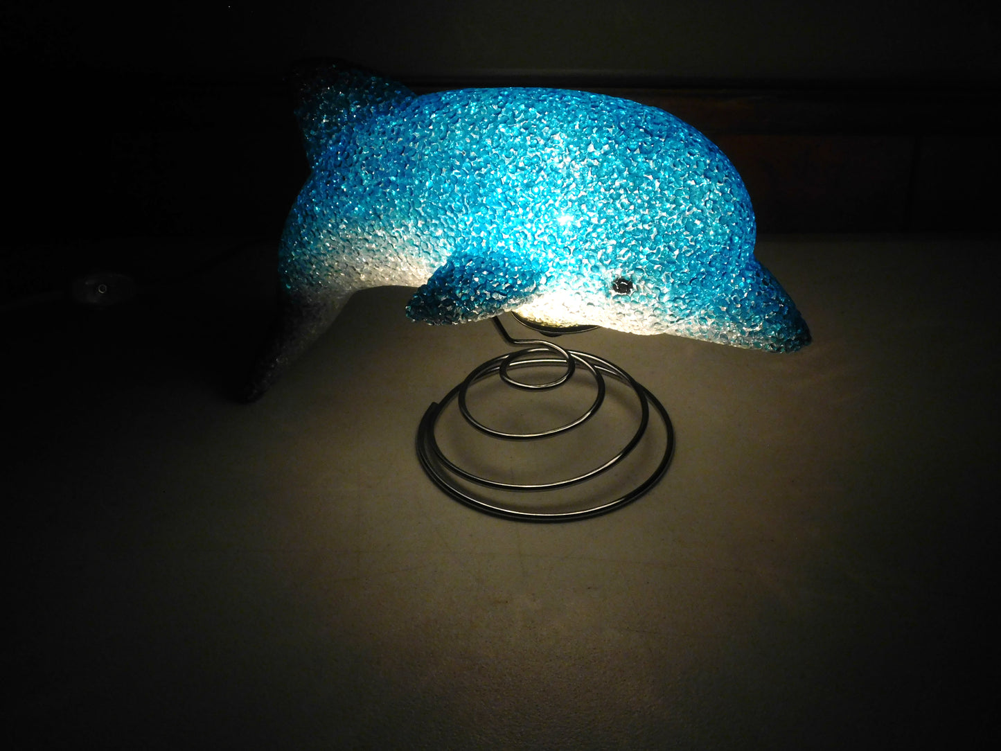 Vintage Blue Dolphin Glow Table Desk Lamp