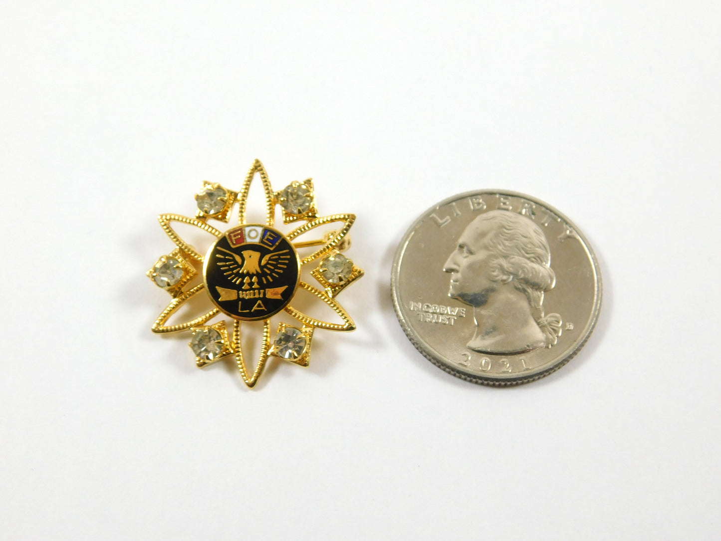 Vintage Gold Tone FOE Fraternity Order of Eagles LA Pin