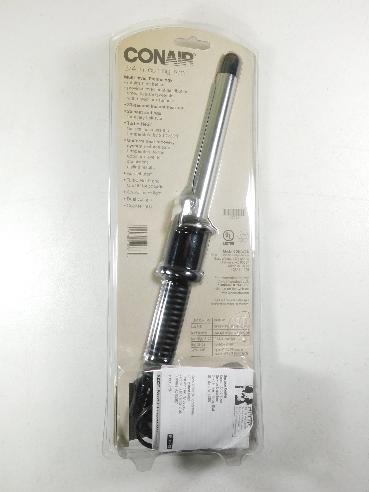 Conair 3/4 in. Hot Sticks Instant Heat Curling Iron Model CD81WCS