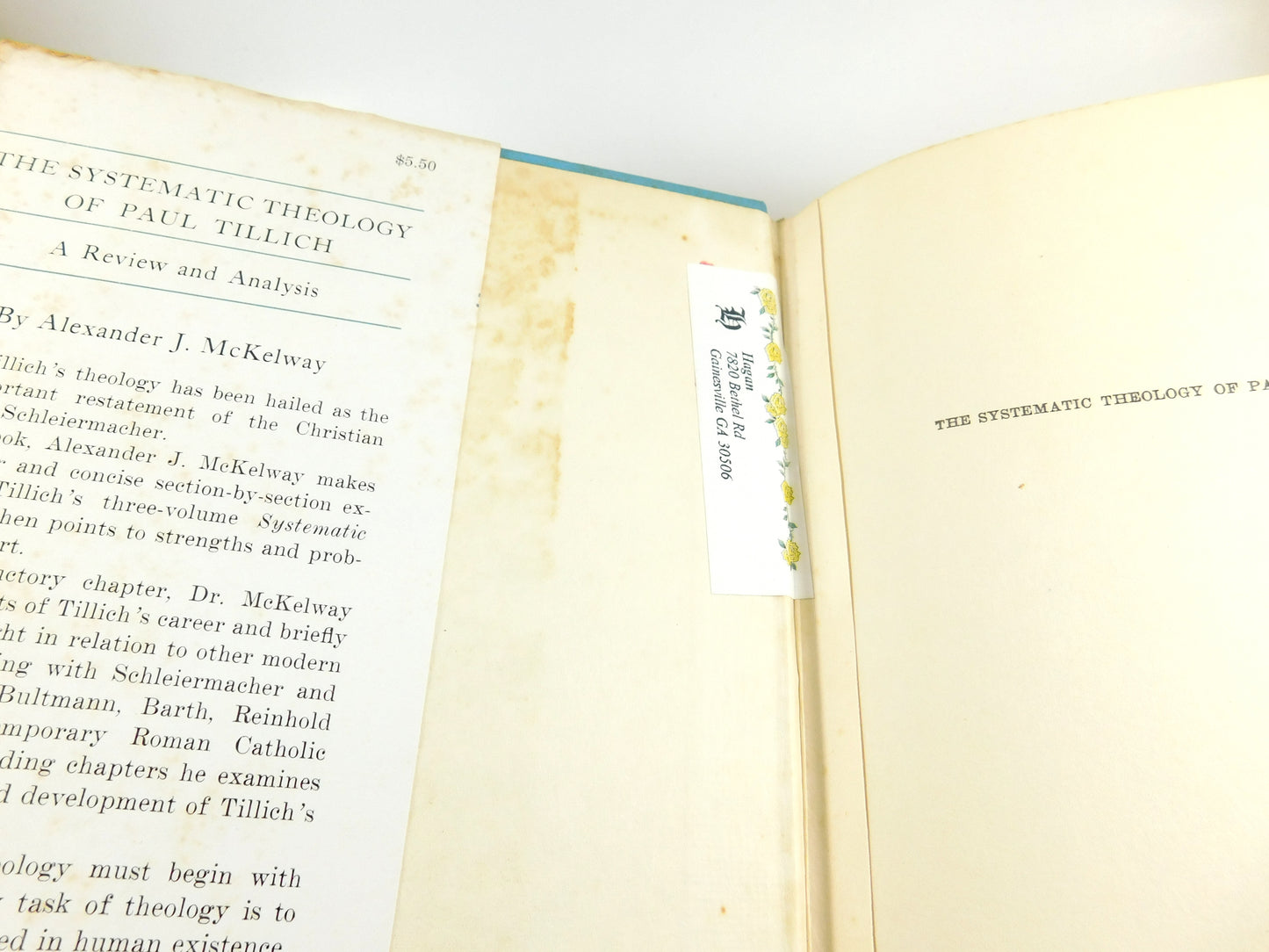 Vintage 1965 The Systematic Theology of Paul Tillich: A Review and Analysis