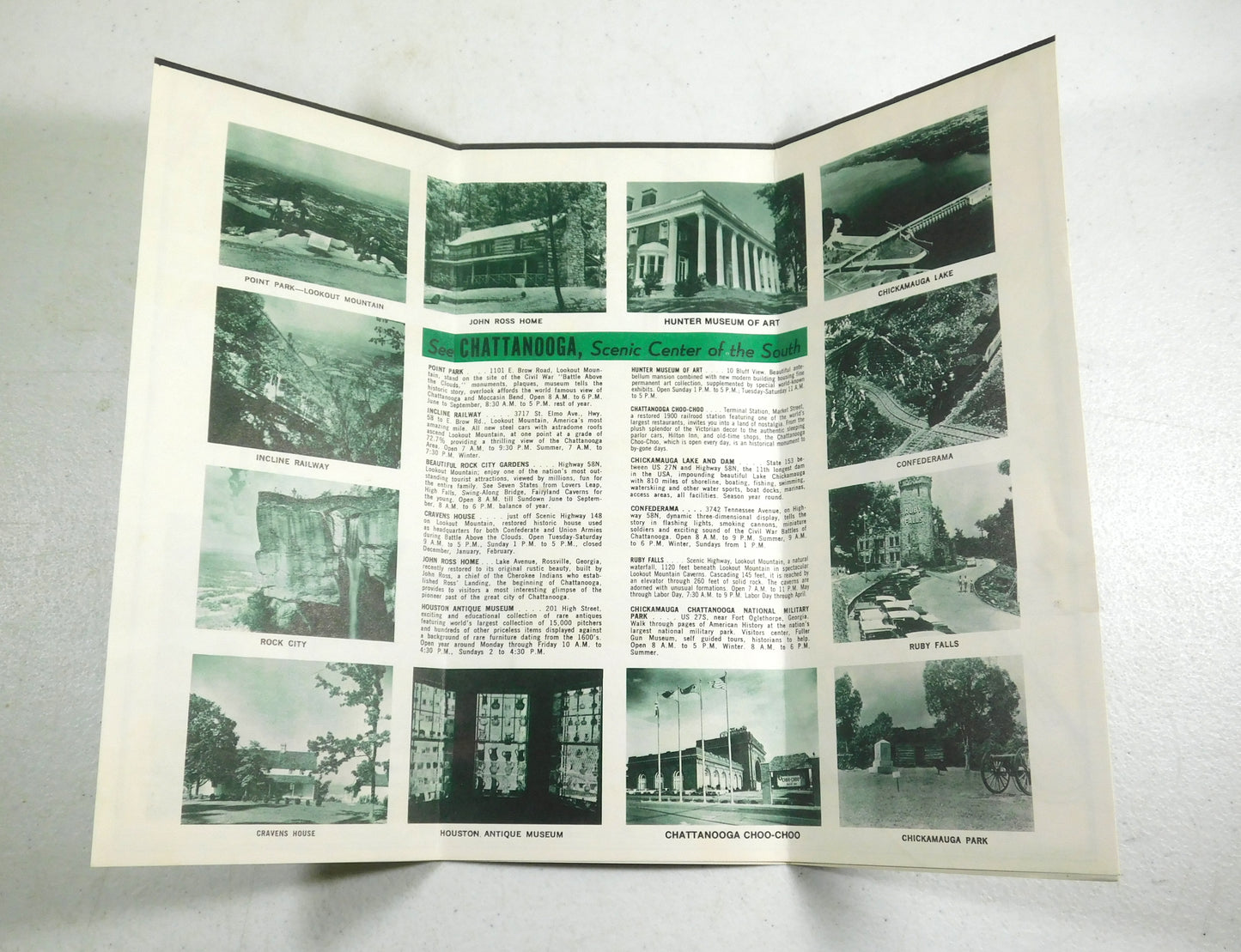 Vintage 1969 Fold Out Map & Brochure of Lookout Mountain, Georgia