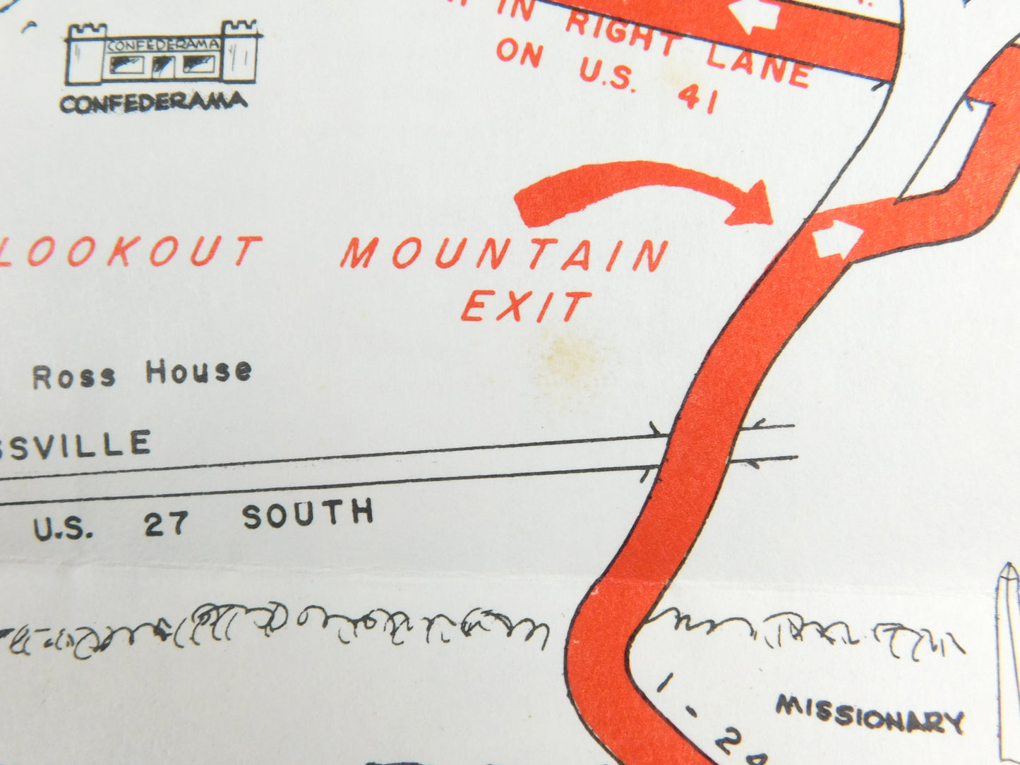 Vintage 1969 Fold Out Map & Brochure of Lookout Mountain, Georgia
