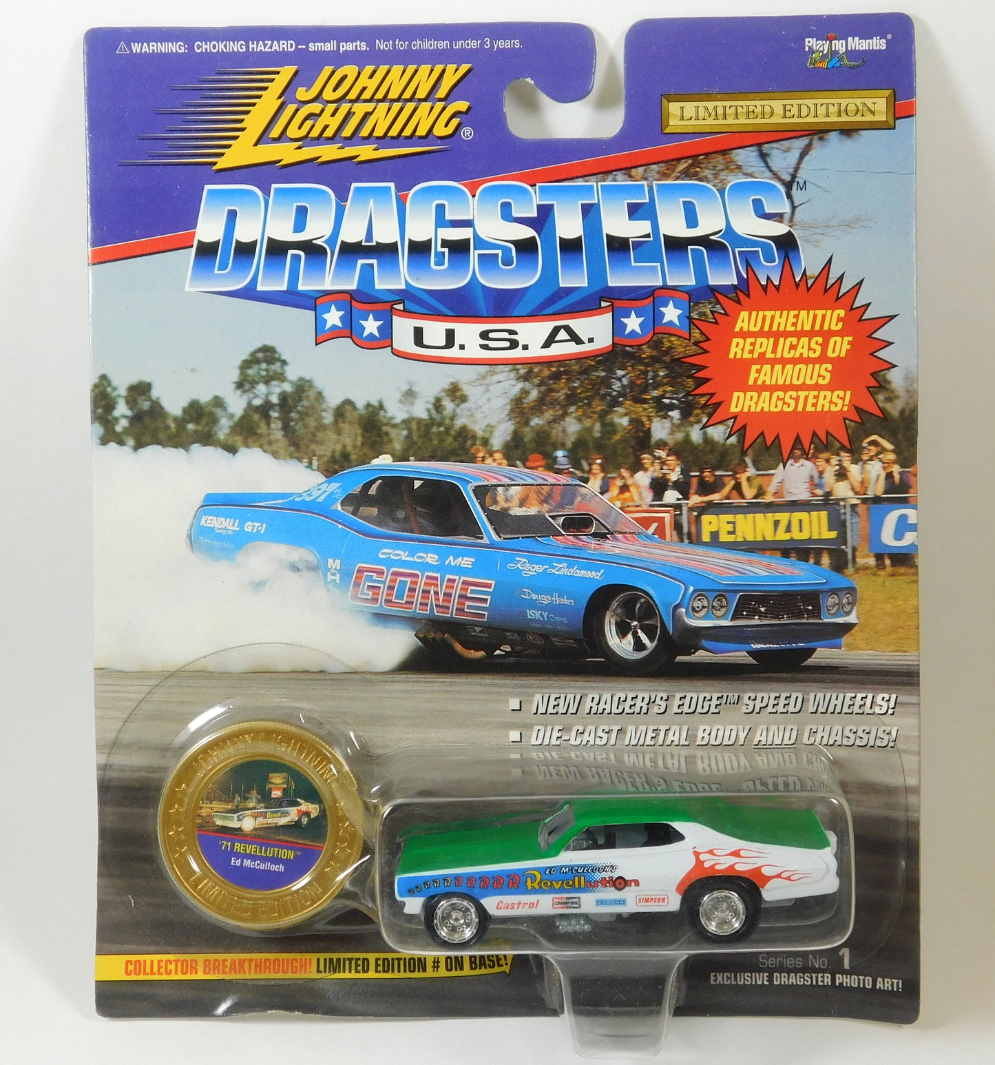 Johnny Lightning Dragsters USA '71 Revellution Ed McCulloch Green and White Car