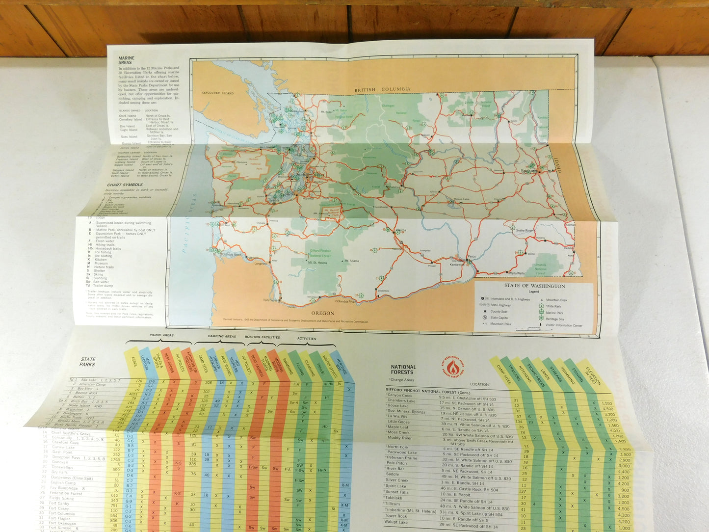 Vintage 1965 Washington State Outdoor Recreation Guide and Map