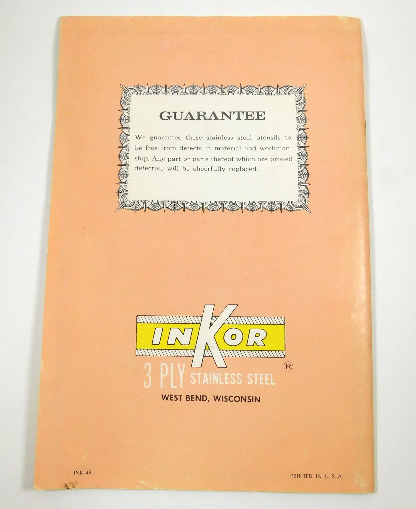 Vintage Inkor 3 Ply Stainless Steel Recipes and Instructions Cookbook