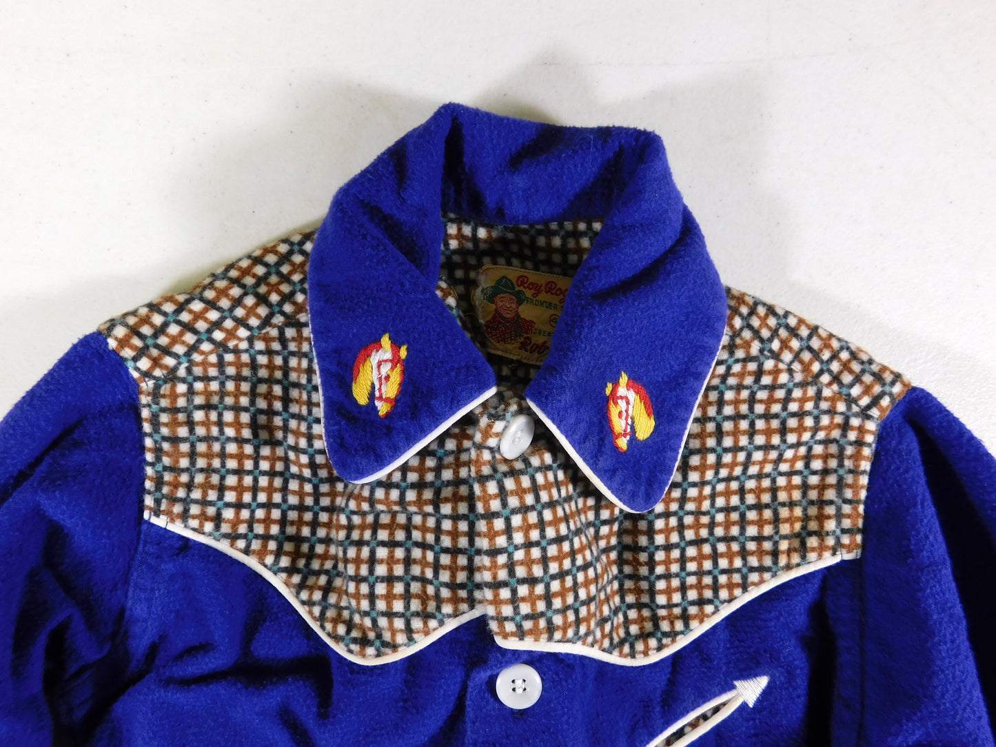 Vintage Blue Roy Rogers Frontier Western Style Shirt Kids Size 4