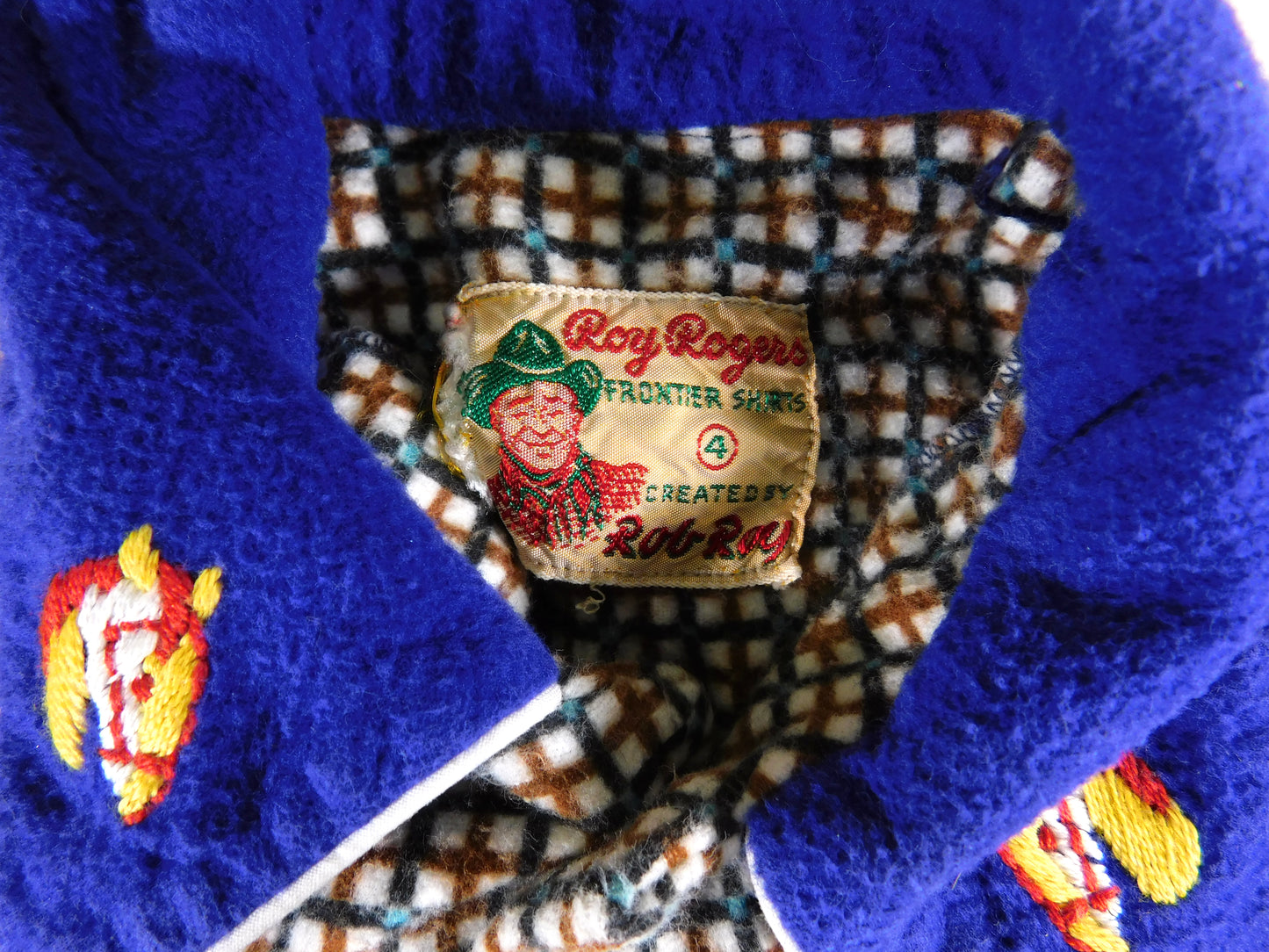 Vintage Blue Roy Rogers Frontier Western Style Shirt Kids Size 4