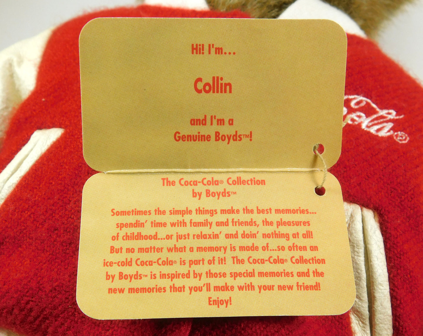 Coca-Cola Boyds Bear Collin with Red Letterman Jacket