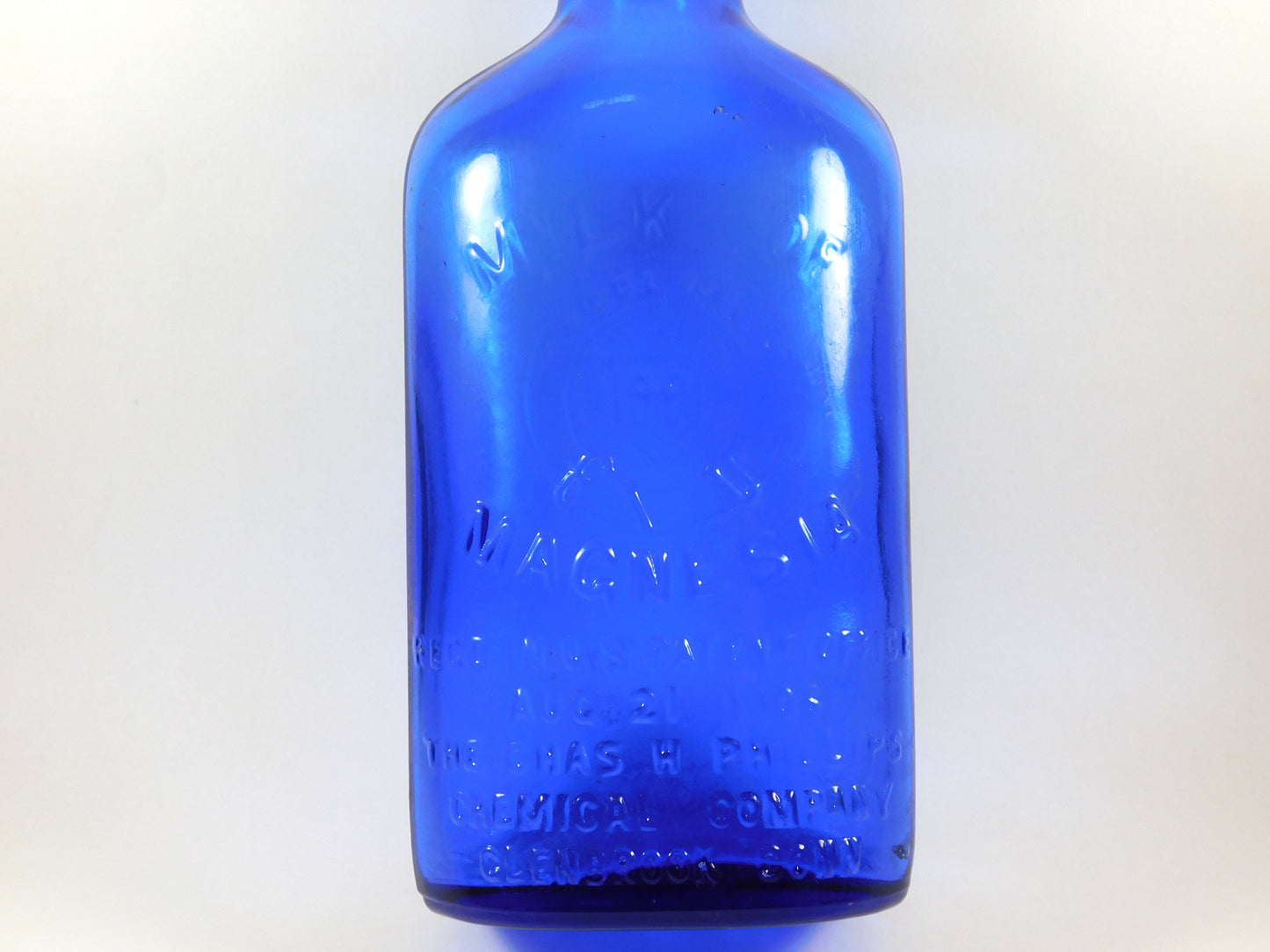 Vintage Blue Milk of Magnesia Glass Bottle