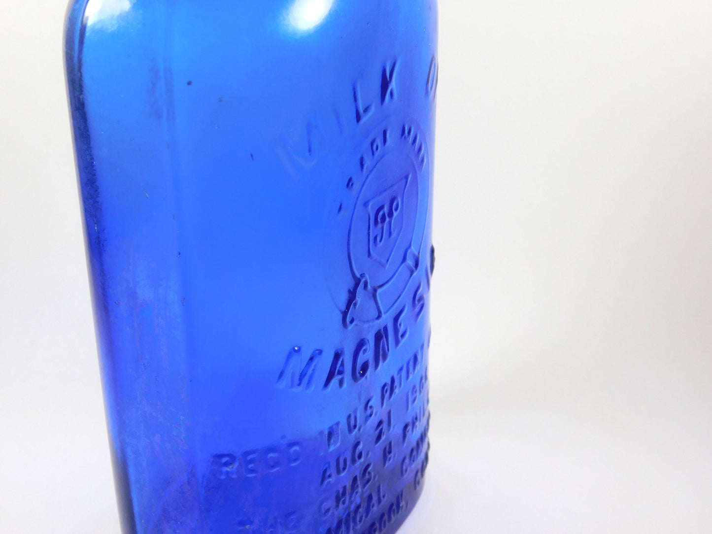 Vintage Blue Milk of Magnesia Glass Bottle