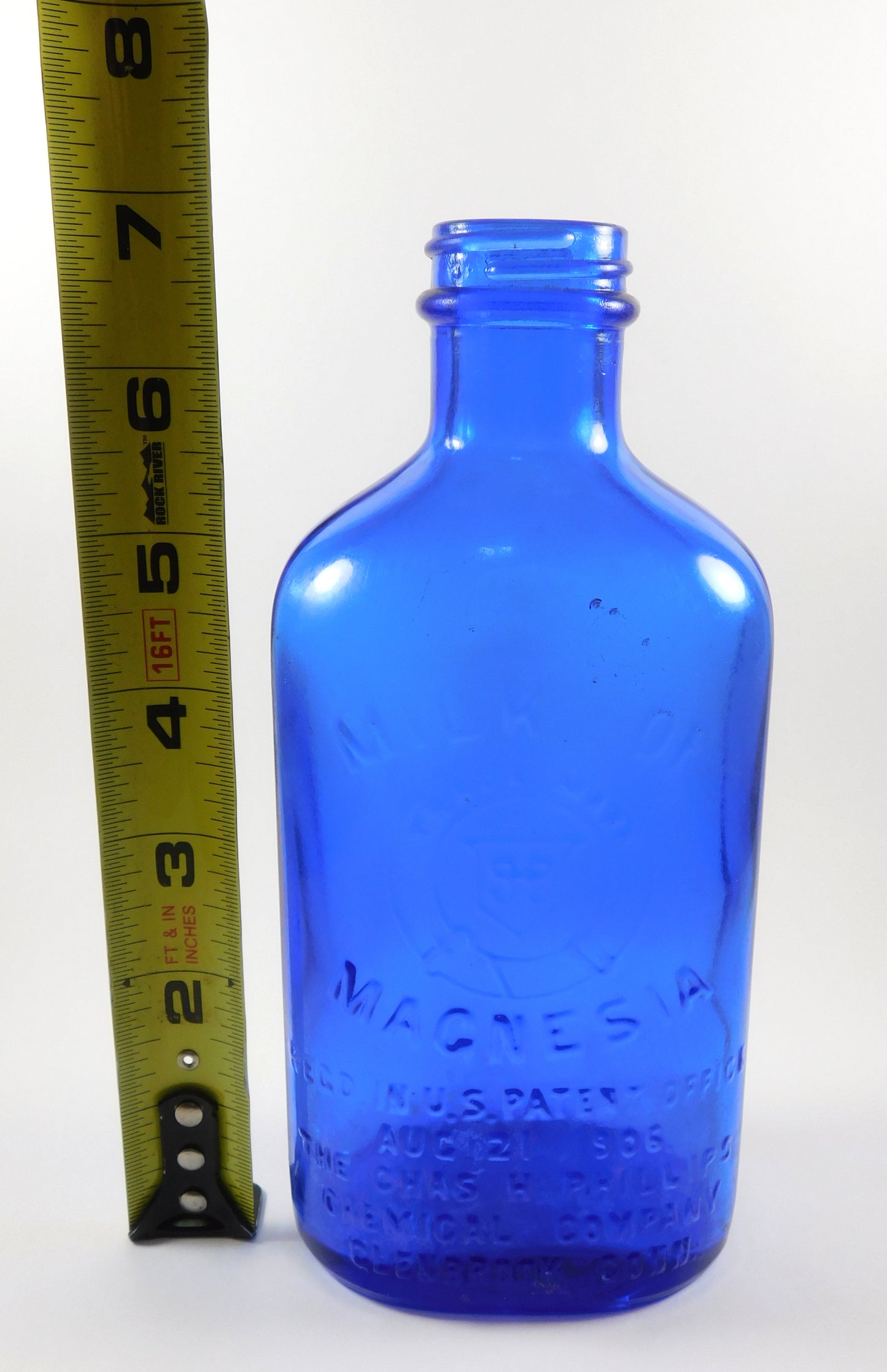 Vintage Blue Milk of Magnesia Glass Bottle