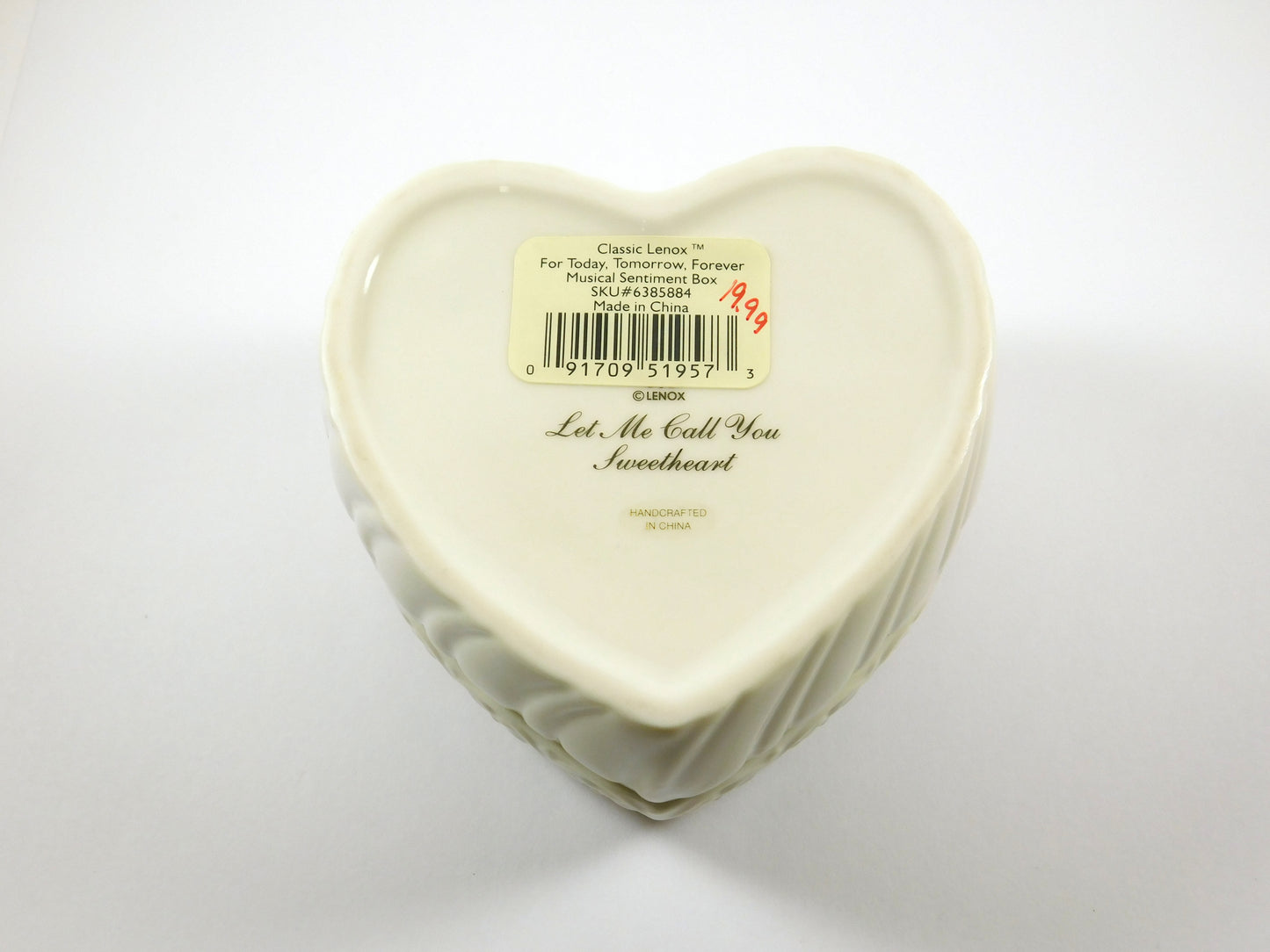 Classic Lenox For Today, Tomorrow, Forever Heart Shaped Musical Sentiment Box