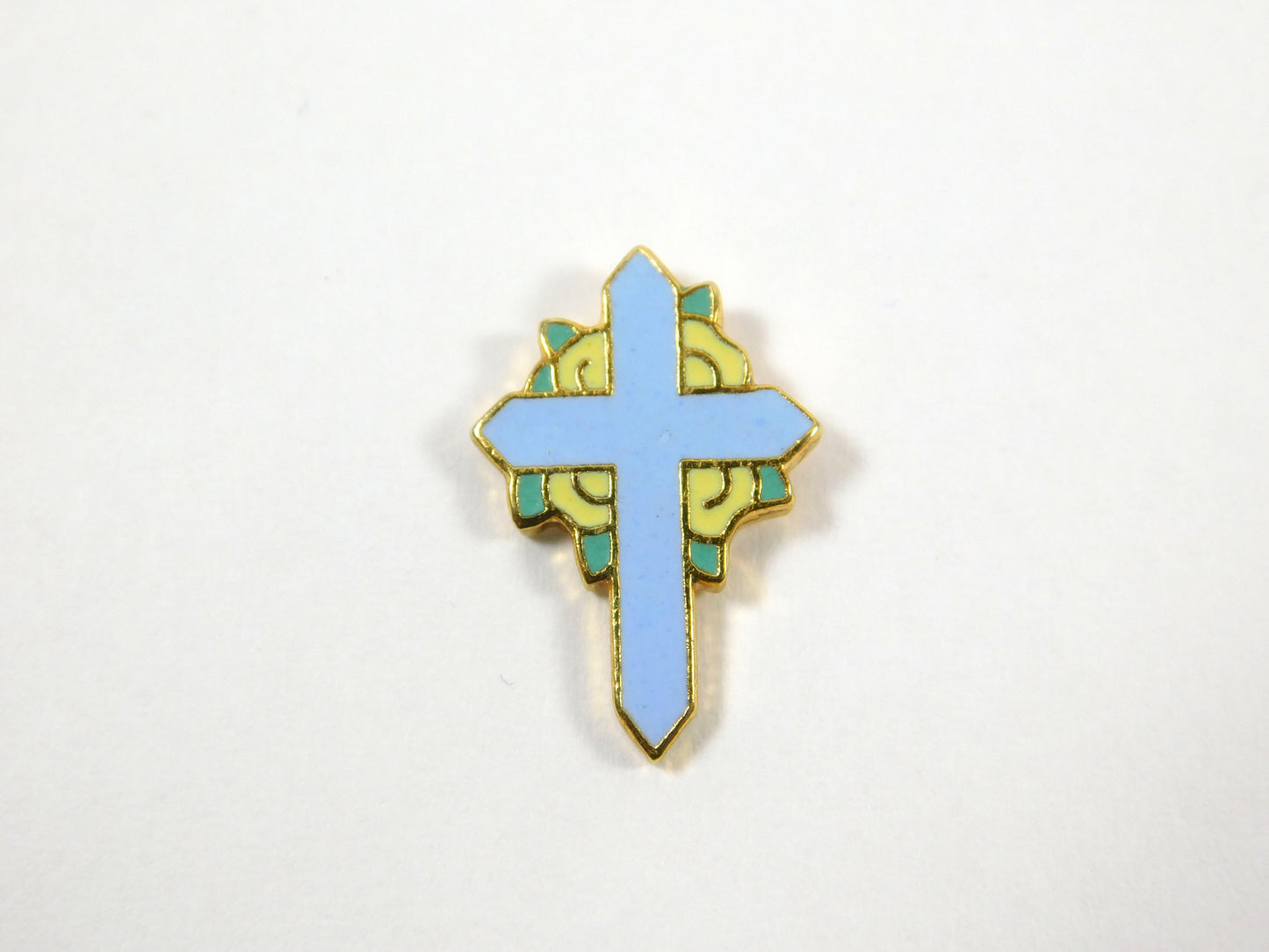 Vintage Gold Tone HMK CDS Blue Cross Lapel Pin