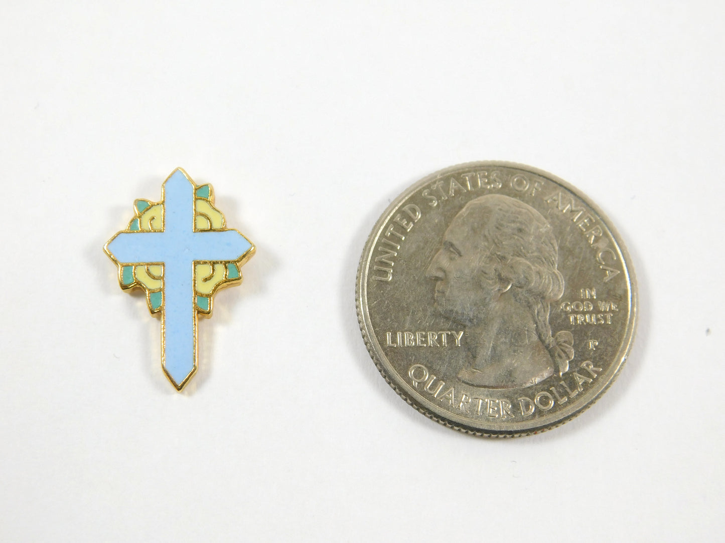 Vintage Gold Tone HMK CDS Blue Cross Lapel Pin