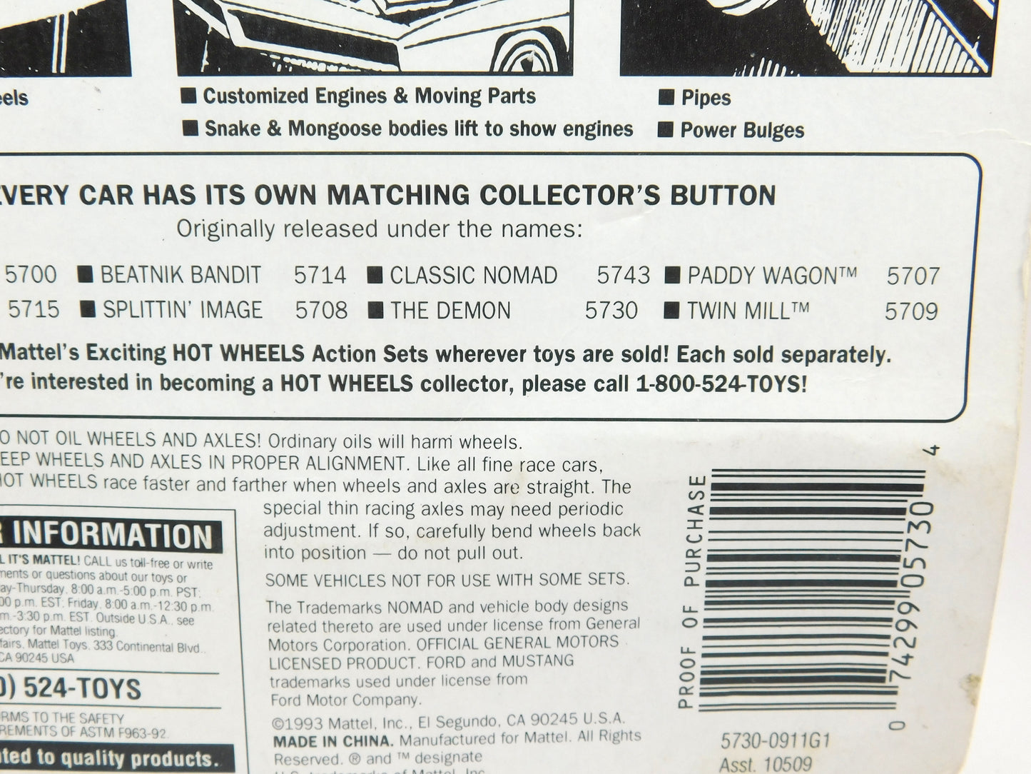 Hot Wheels Vintage Collection The Demon with Collector's Button