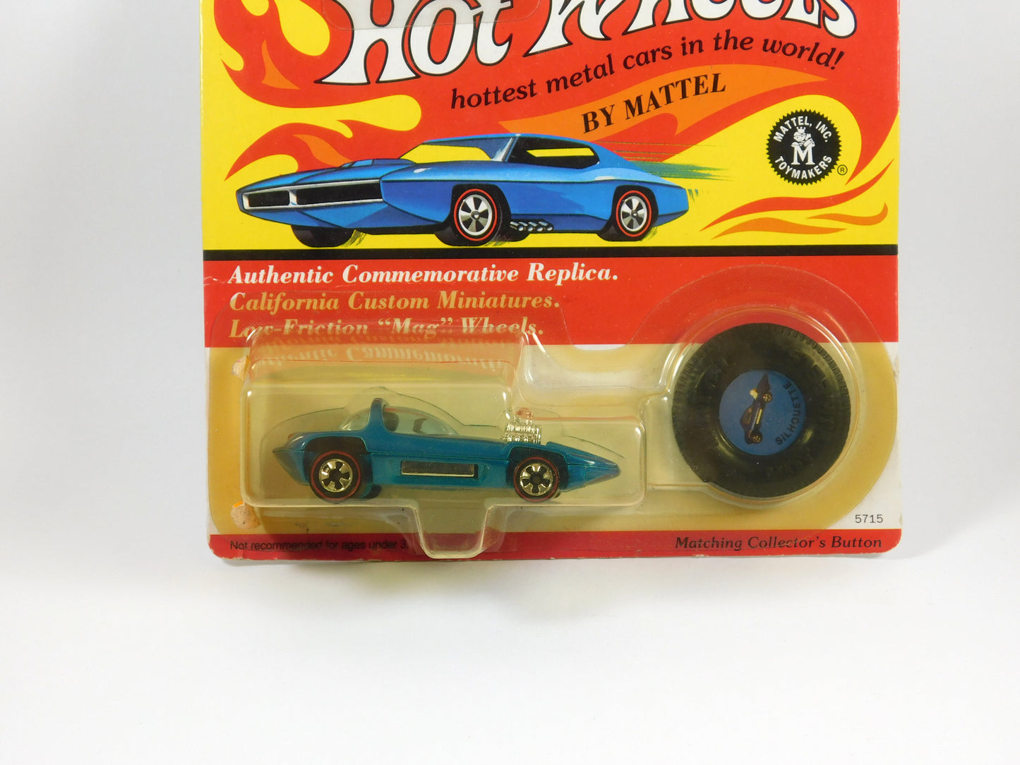 Hot Wheels 25th Anniversary Blue/Teal Silhouette with Collector's Button