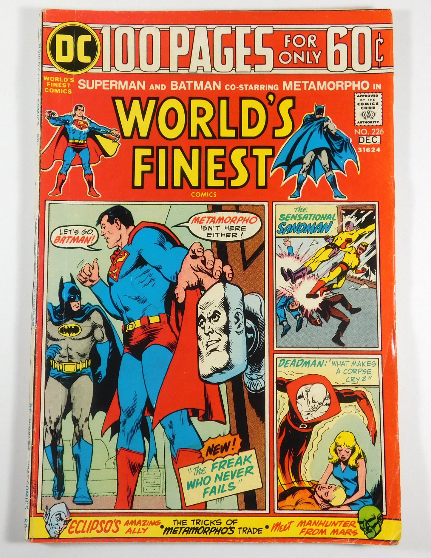 Vintage 1974 DC World's Finest Comics Superman and Batman No. 226 Comic Book