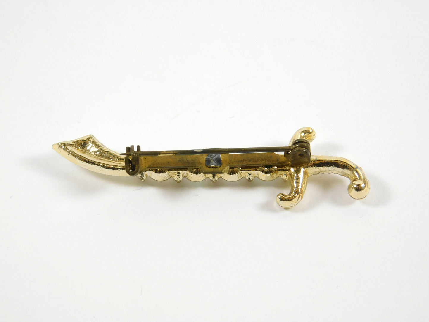 Vintage Gold Tone Scimitar Sword Brooch Pin