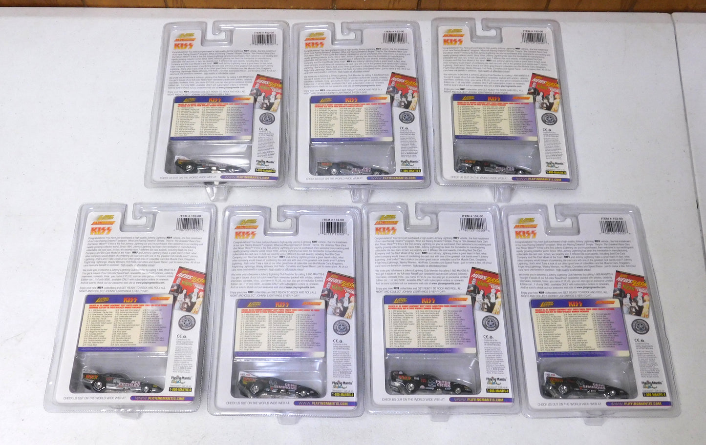 7 Johnny Lightning KISS Cars with Photo Cards #4, 11, 15, 16, 19, 38, 43