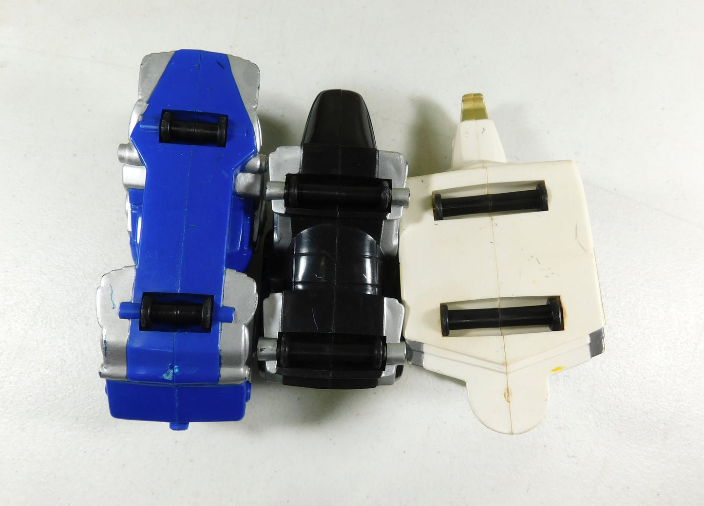 3 Vintage Power Ranger Toy Vehicles White, Black, Blue