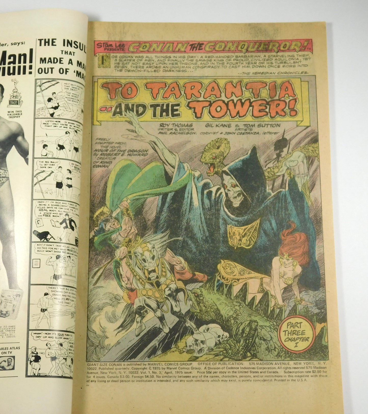 Vintage 1975 Marvel Giant-Size Conan The Barbarian #3 April 02923 Comic Book