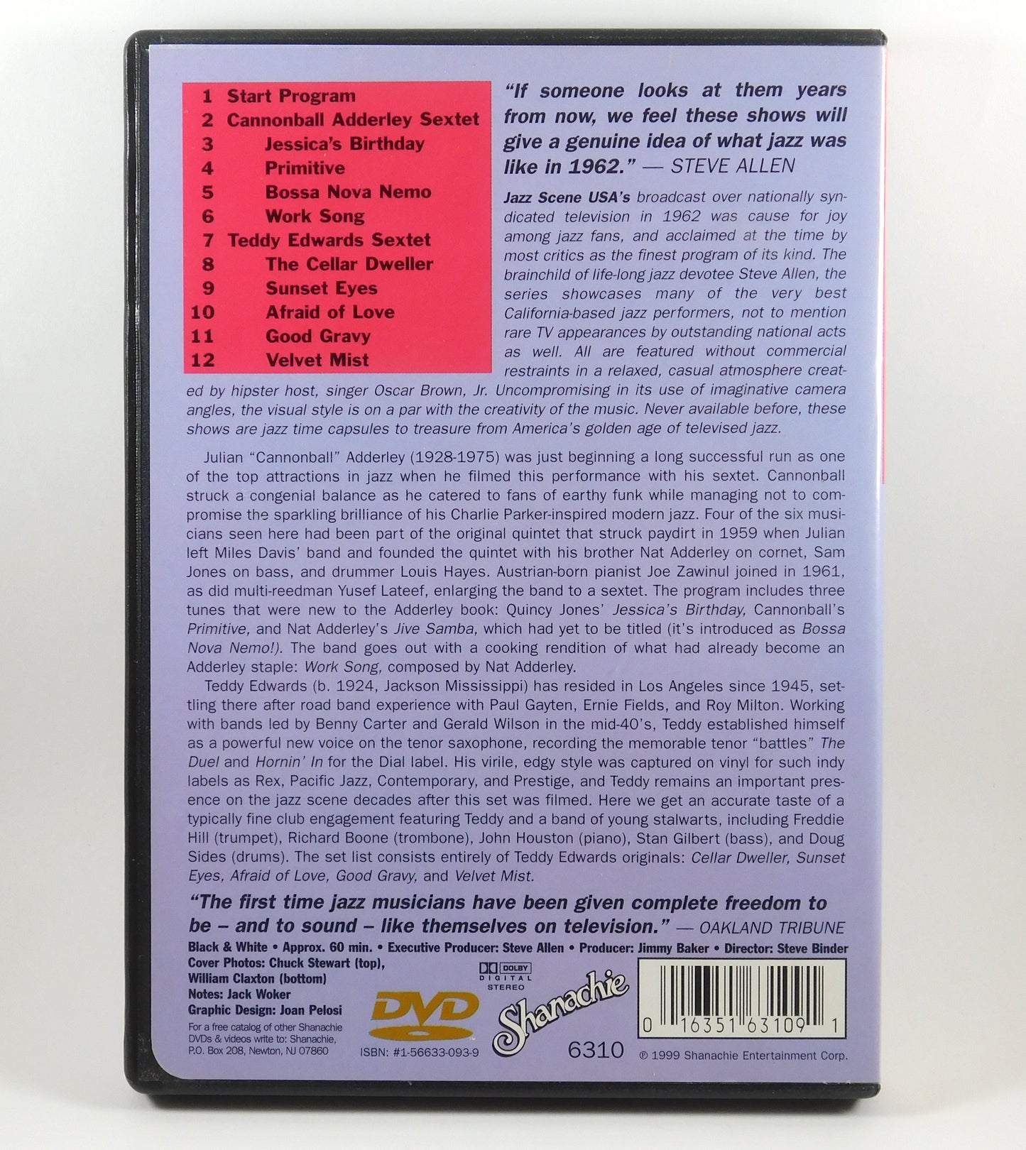 Jazz Scene USA Cannonball Adderley Sextet - Teddy Edwards Sextet DVD