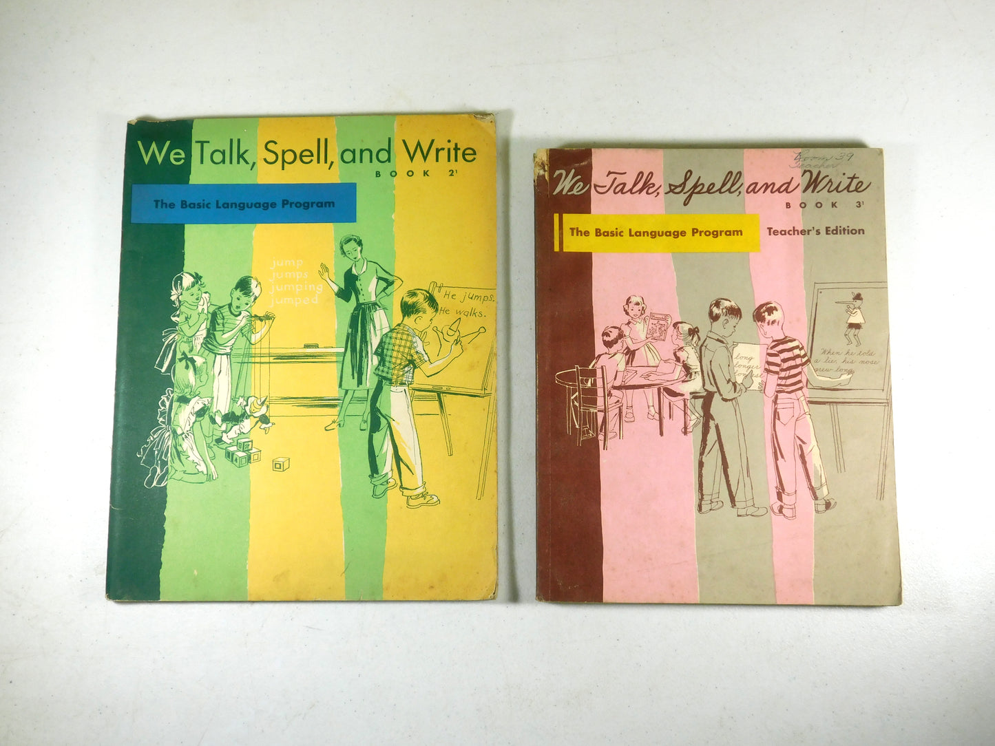 2 Vintage "We Talk, Spell, and Write" Books