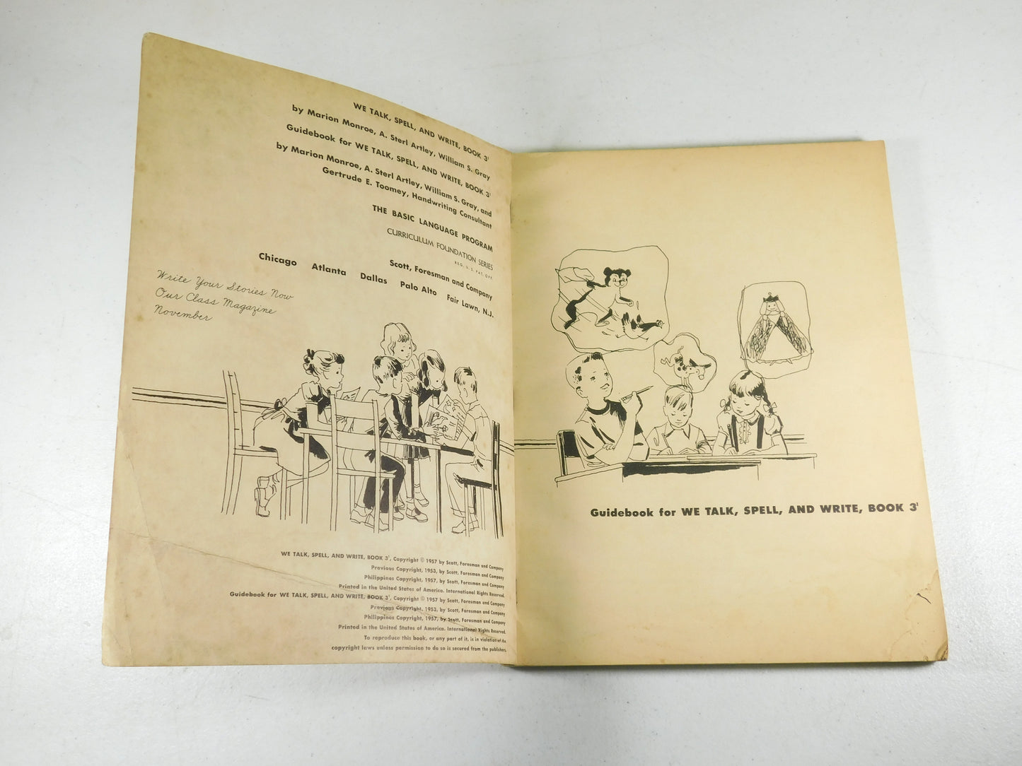2 Vintage "We Talk, Spell, and Write" Books