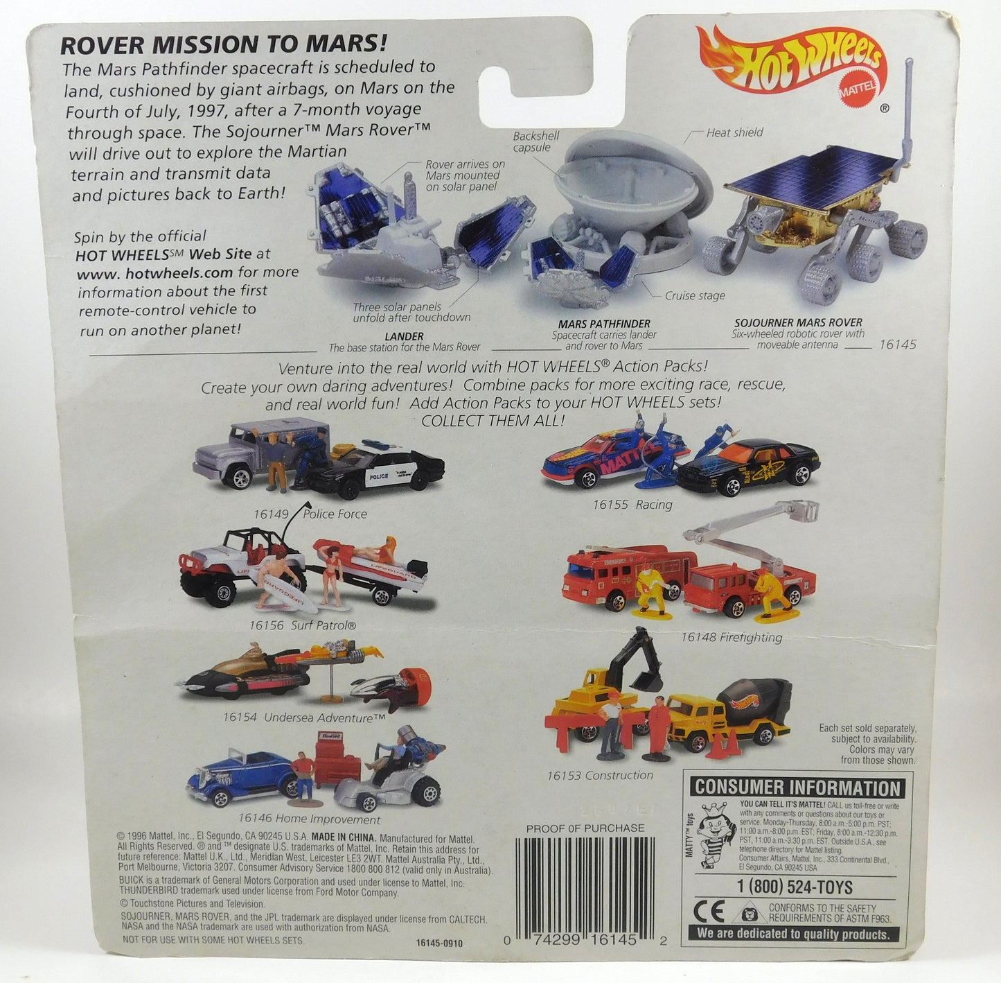 Hot Wheels Action Pack JPL Sojourner Mars Rover
