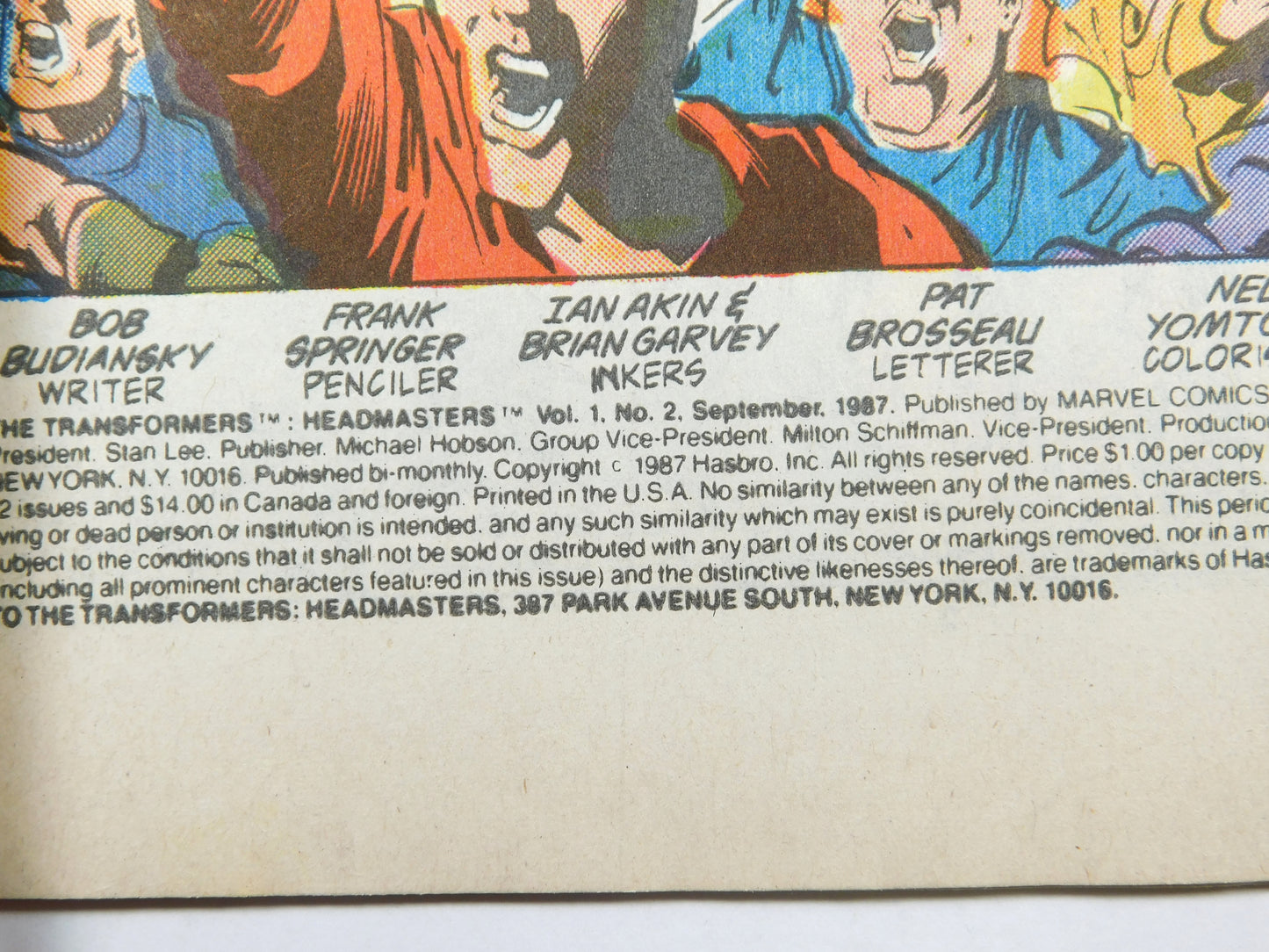 Vintage 1987 Marvel Head Masters #2 Comic Book