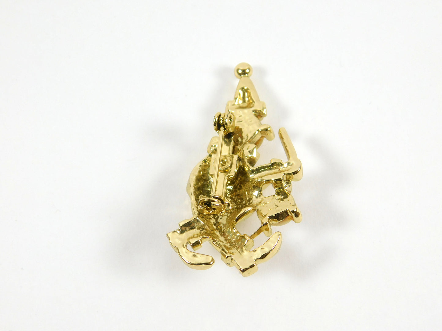Vintage Gold Tone Clown with Drum Pin Brooch