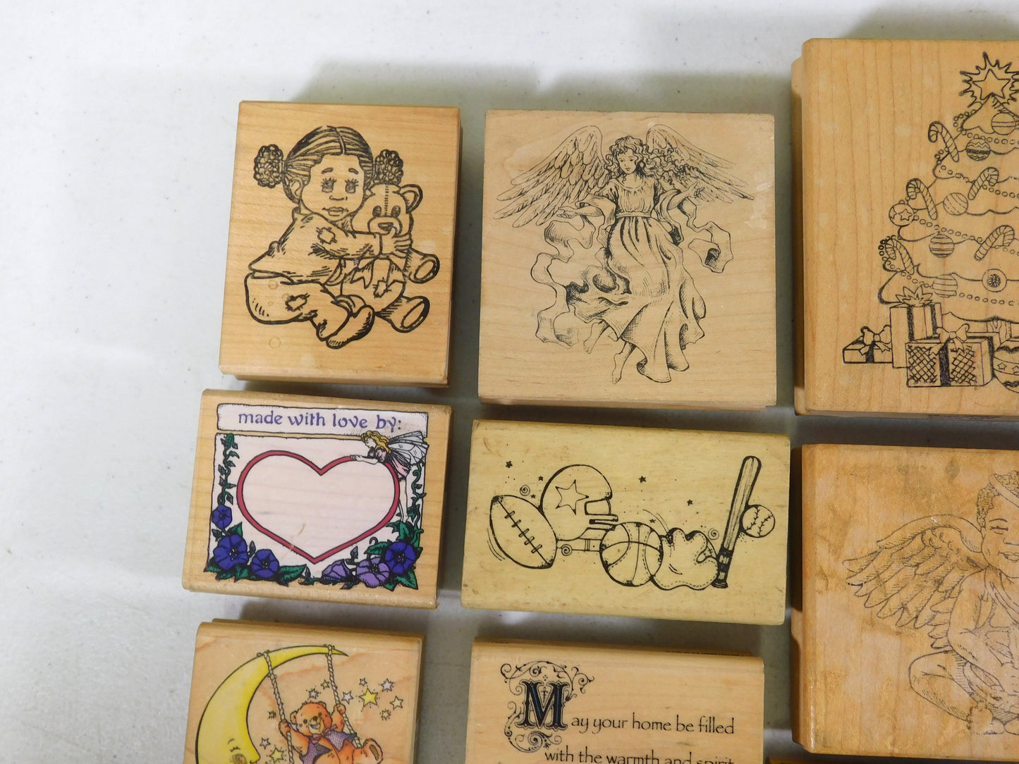 Lot of 26 Rubber Stamps, Flowers, Angels, Butterflies, Stars, Mickey Mouse
