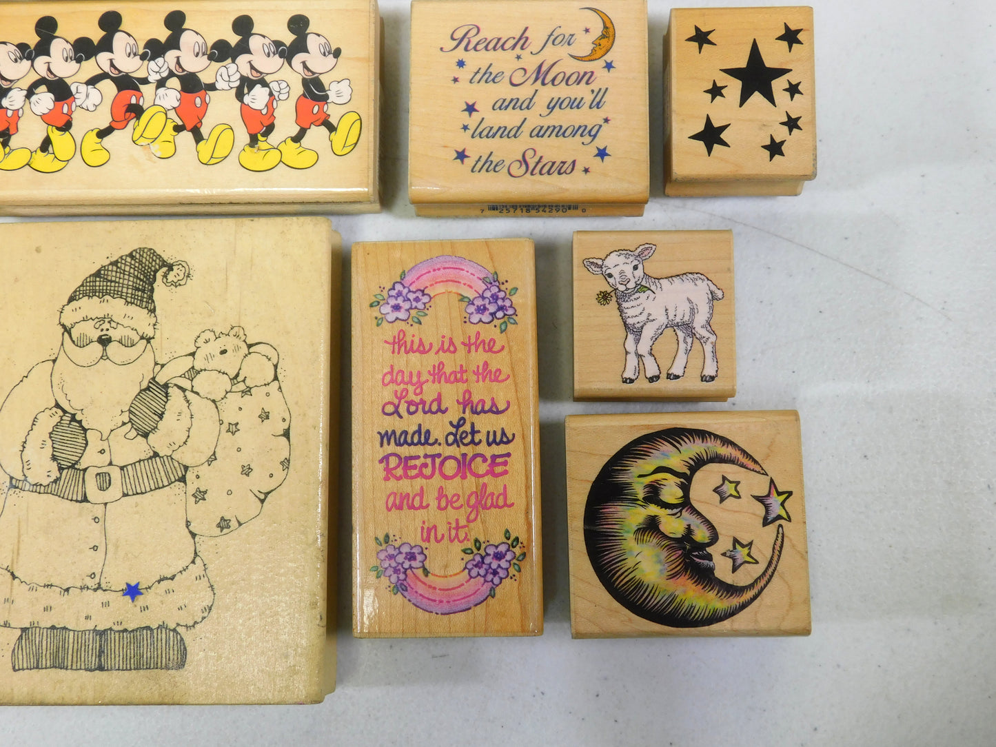 Lot of 26 Rubber Stamps, Flowers, Angels, Butterflies, Stars, Mickey Mouse