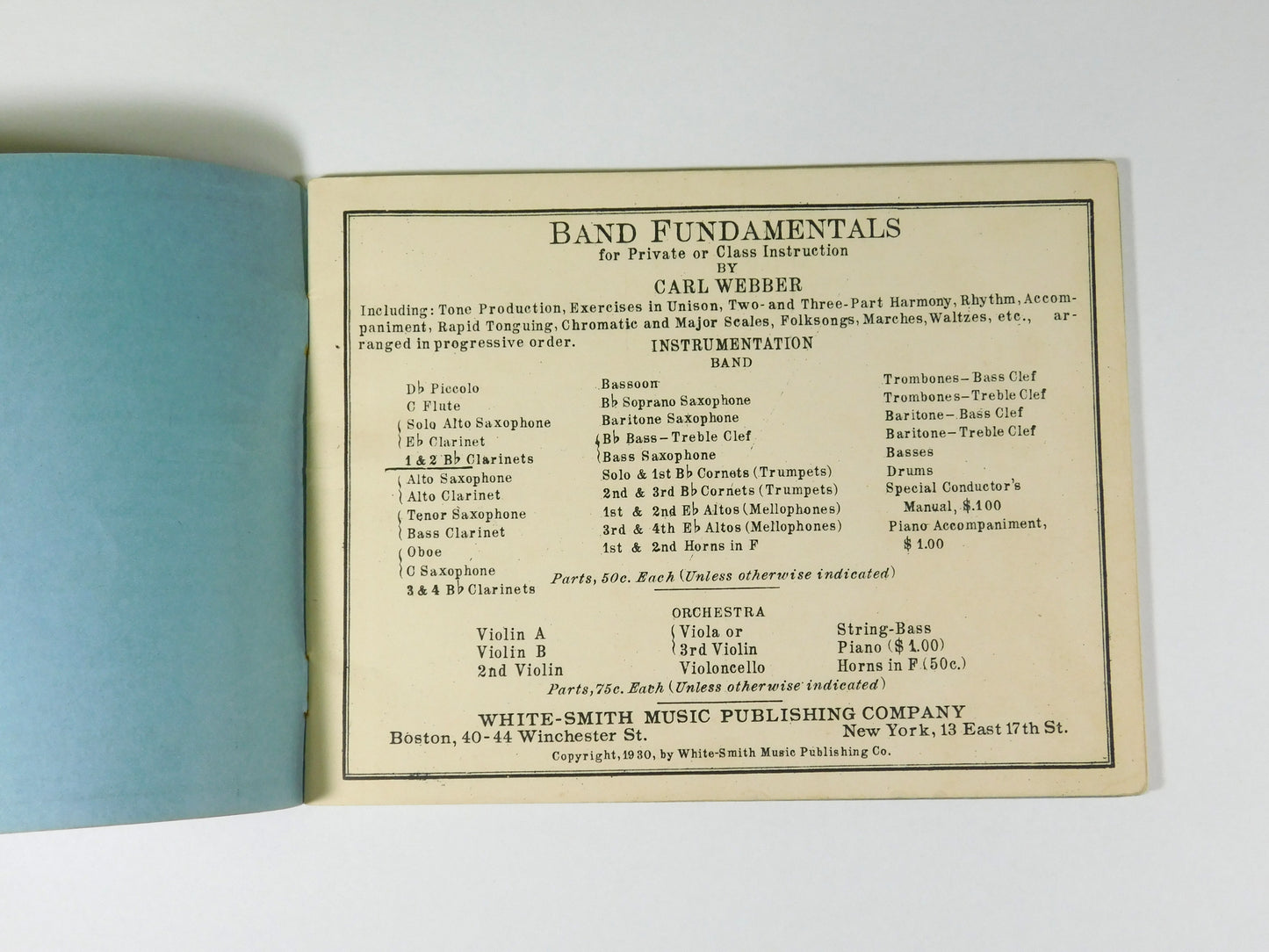 Vintage 1930 1st & 2nd Bb Clarinets Band Fundamentals for Private Or Class
