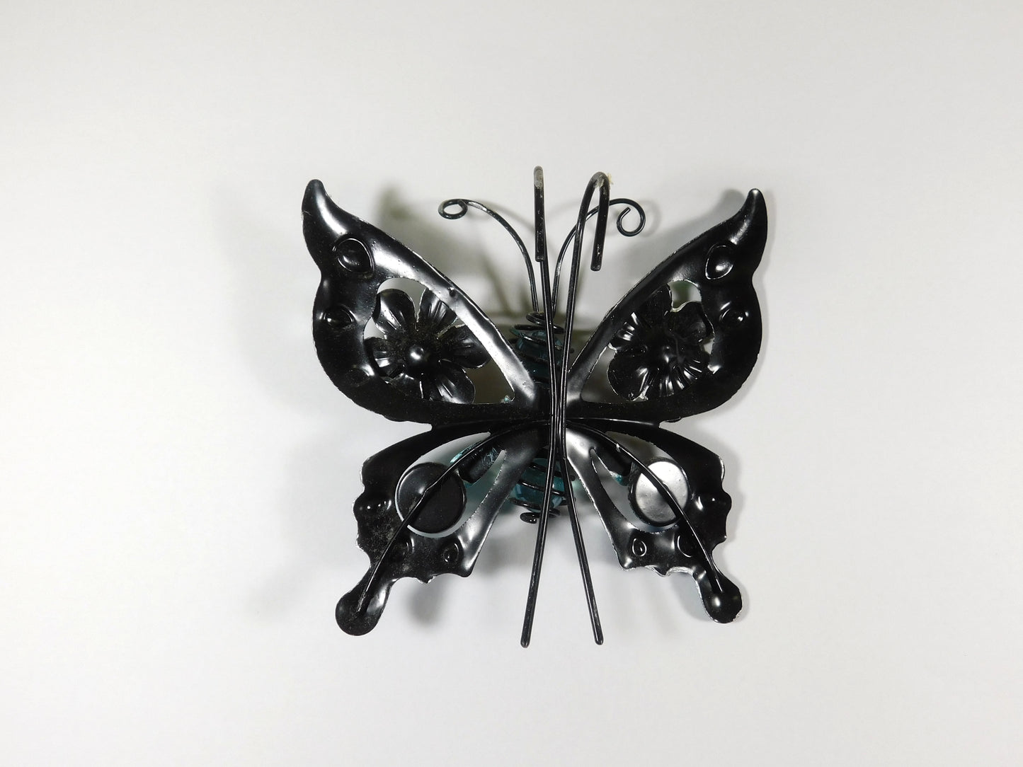Set of 2 Metal Butterfly Pot Perchers Blue and Orange