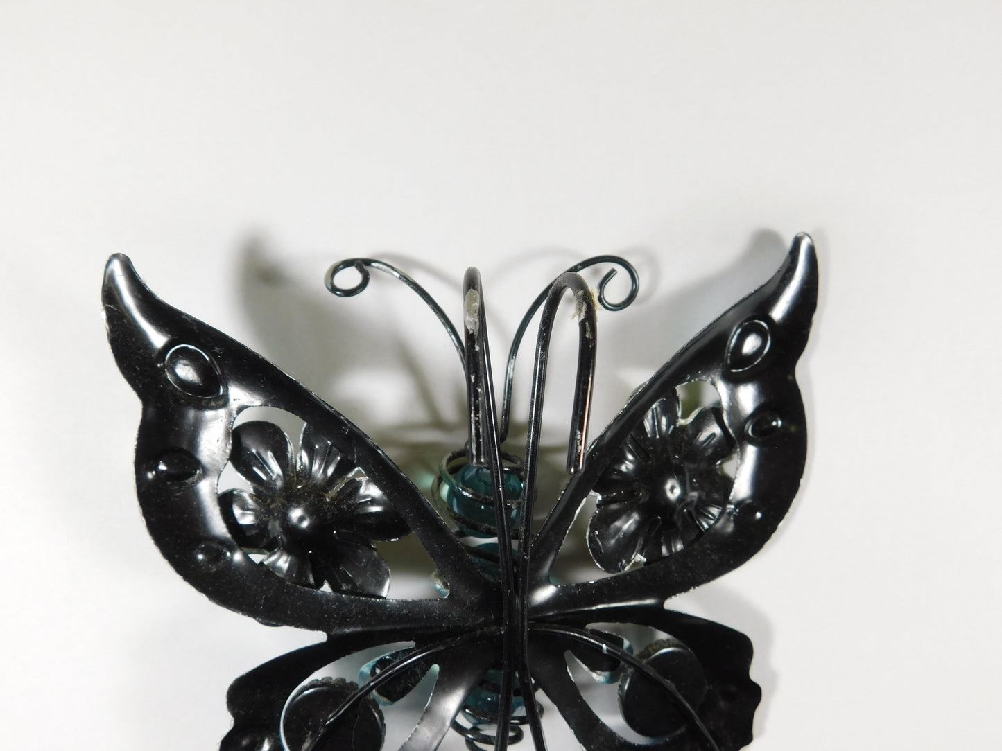 Set of 2 Metal Butterfly Pot Perchers Blue and Orange