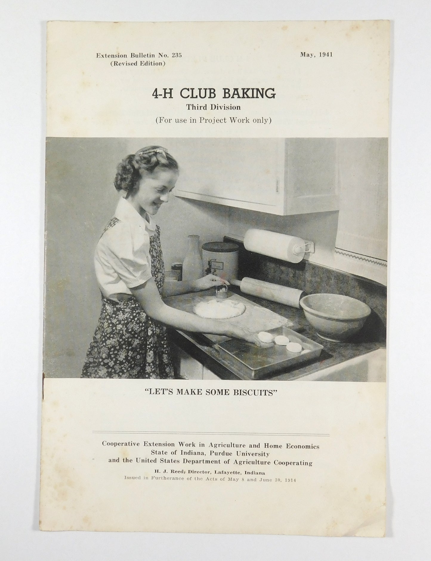 Vintage 1941 4-H Club Baking Third Division Cookbook
