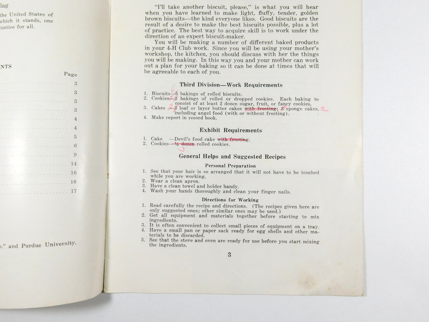 Vintage 1941 4-H Club Baking Third Division Cookbook
