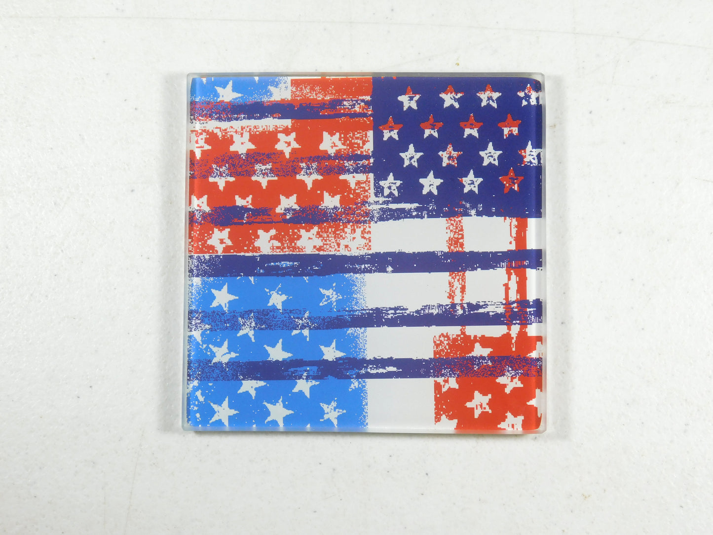 Set of 4 Americana Red White and Blue Square Patchwork Coasters