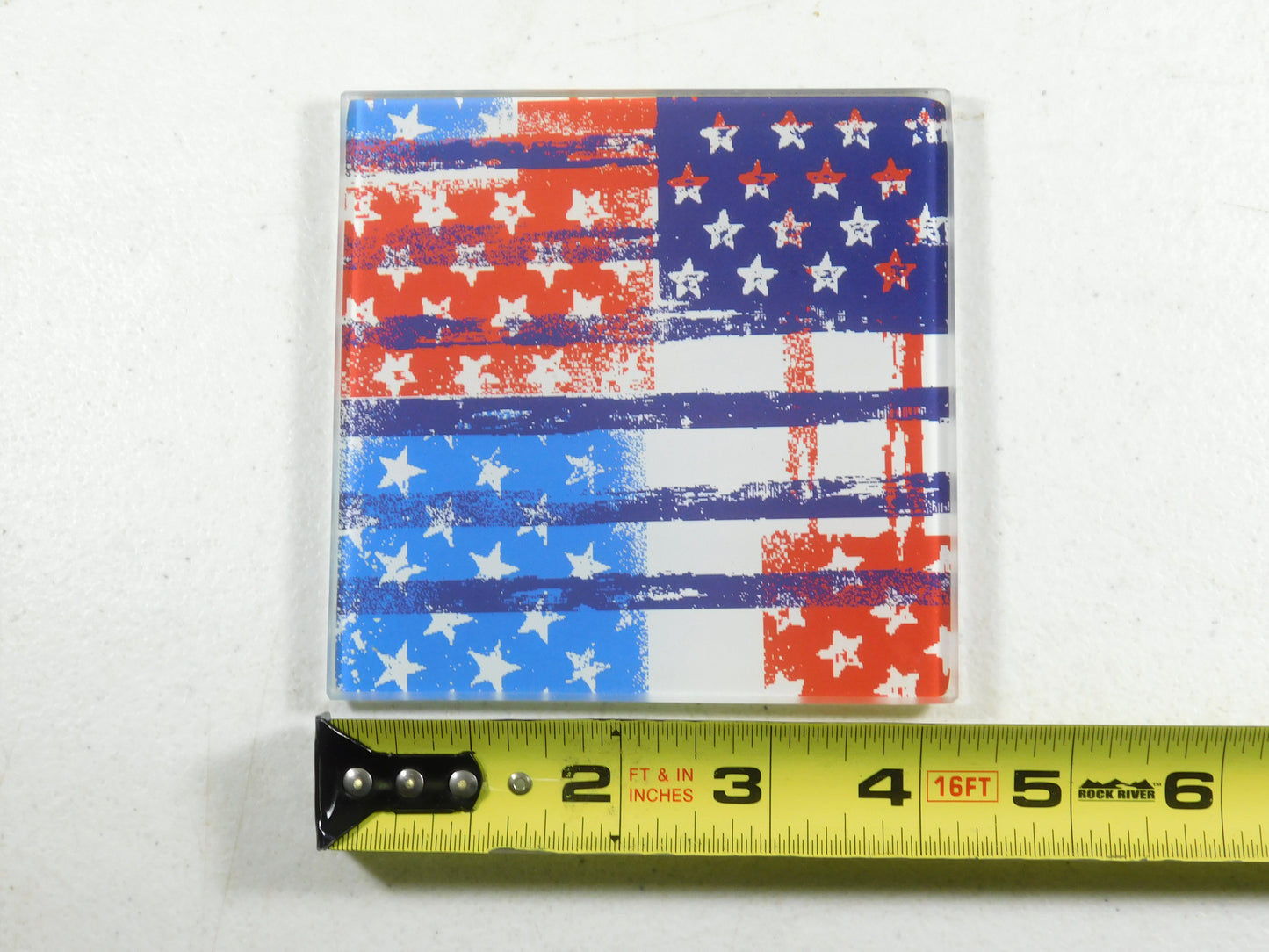 Set of 4 Americana Red White and Blue Square Patchwork Coasters