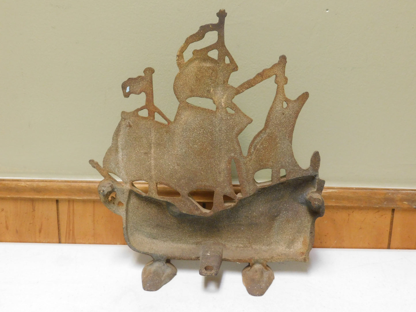 Vintage Metal Door Stop Ship Boat Spanish Galleon