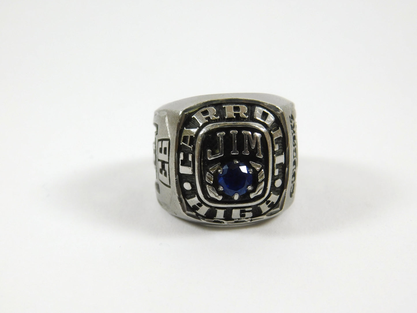 Vintage 1993 Carroll High School Valadium Class Ring Blue Stone Cougars Size 8.5