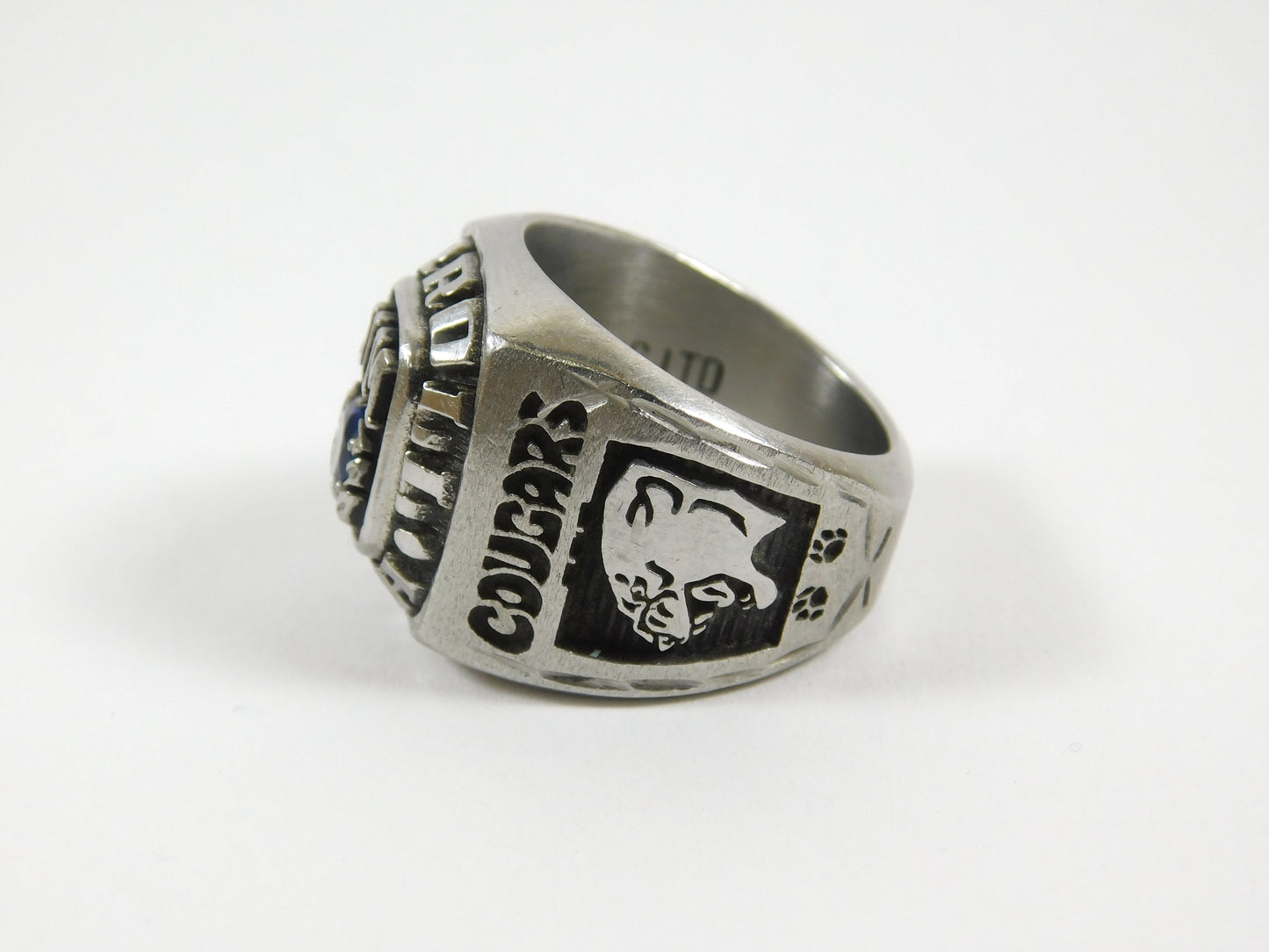 Vintage 1993 Carroll High School Valadium Class Ring Blue Stone Cougars Size 8.5