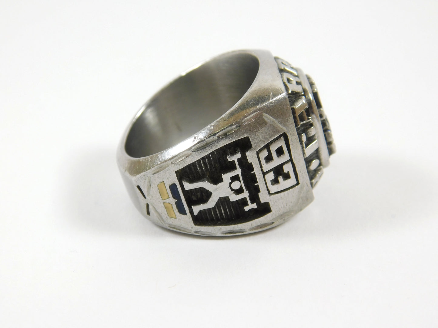Vintage 1993 Carroll High School Valadium Class Ring Blue Stone Cougars Size 8.5