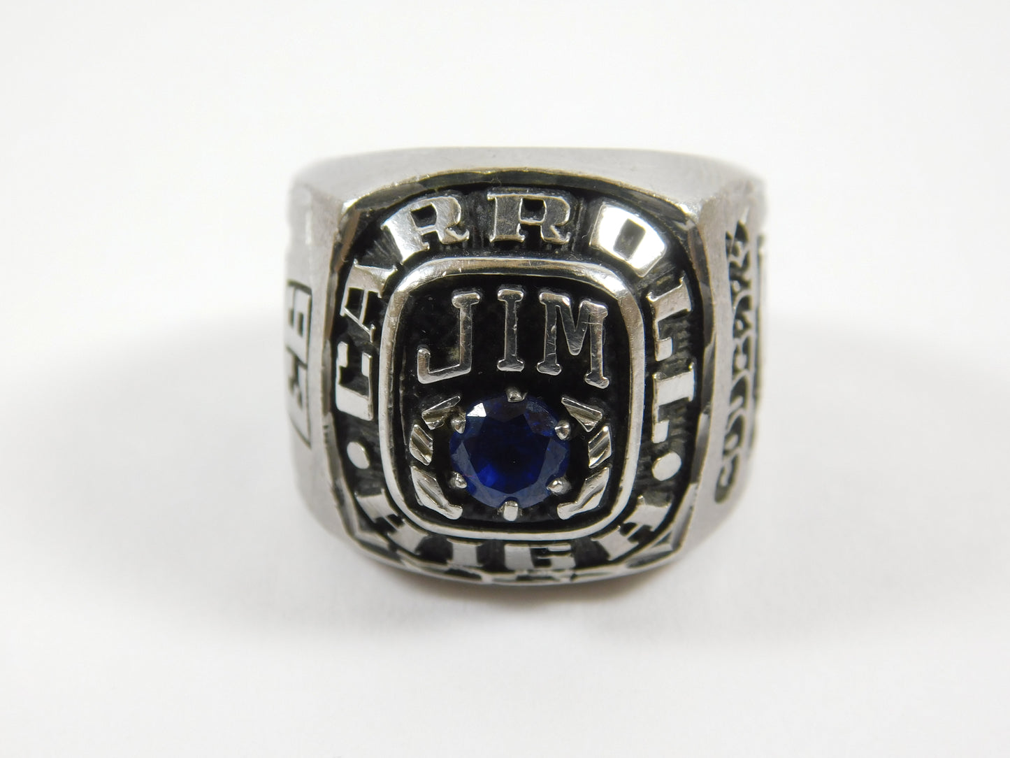 Vintage 1993 Carroll High School Valadium Class Ring Blue Stone Cougars Size 8.5