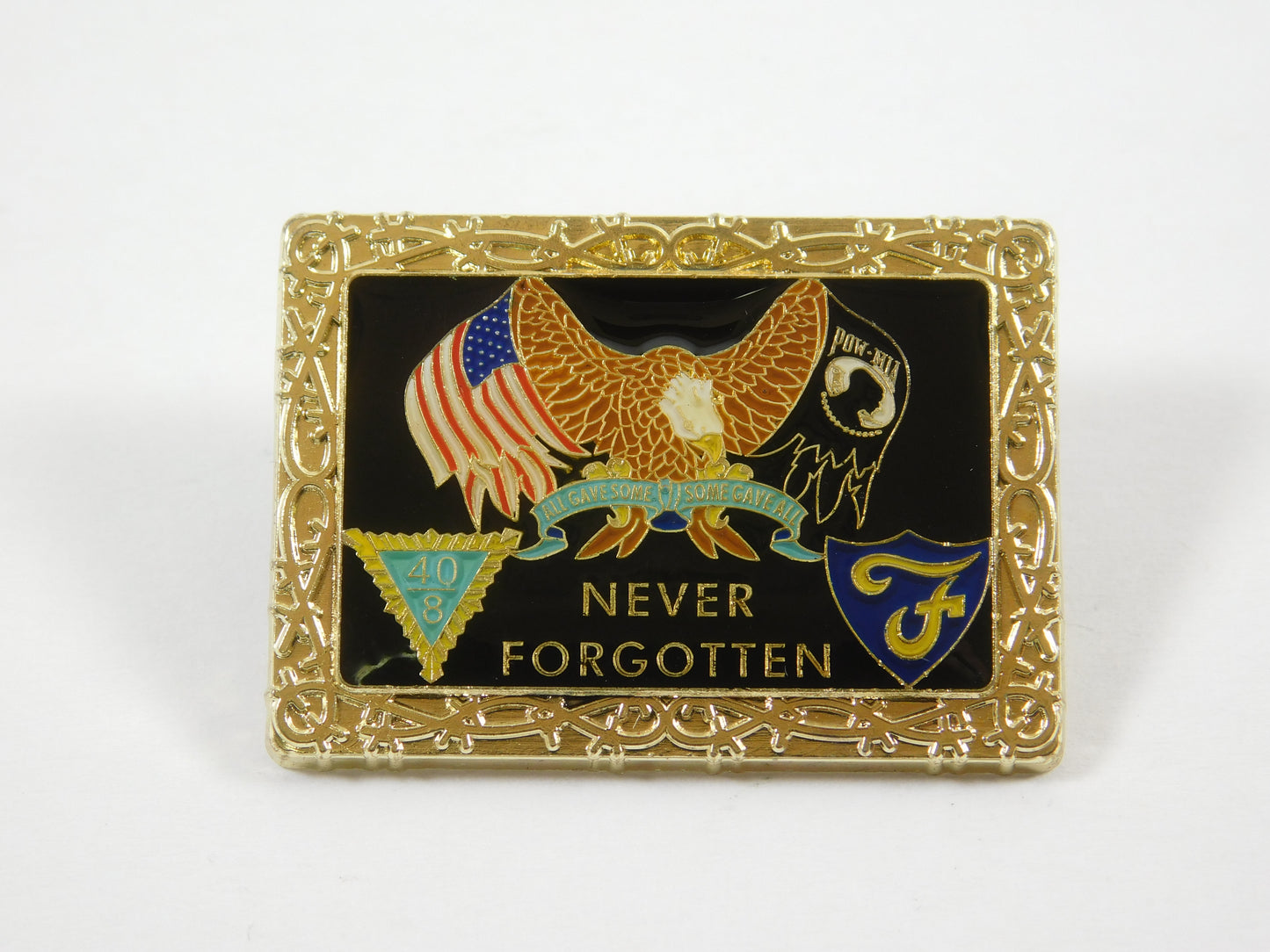 Never Forgotten Eagle American Military Lapel Pin